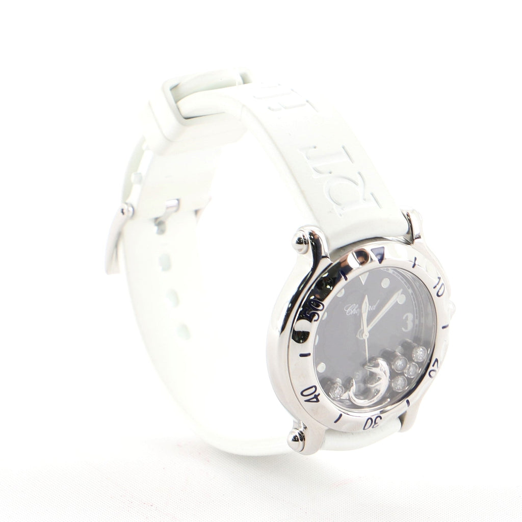 Happy Sport Dolphin Quartz Watch Stainless Steel with Diamonds and Rubber 38