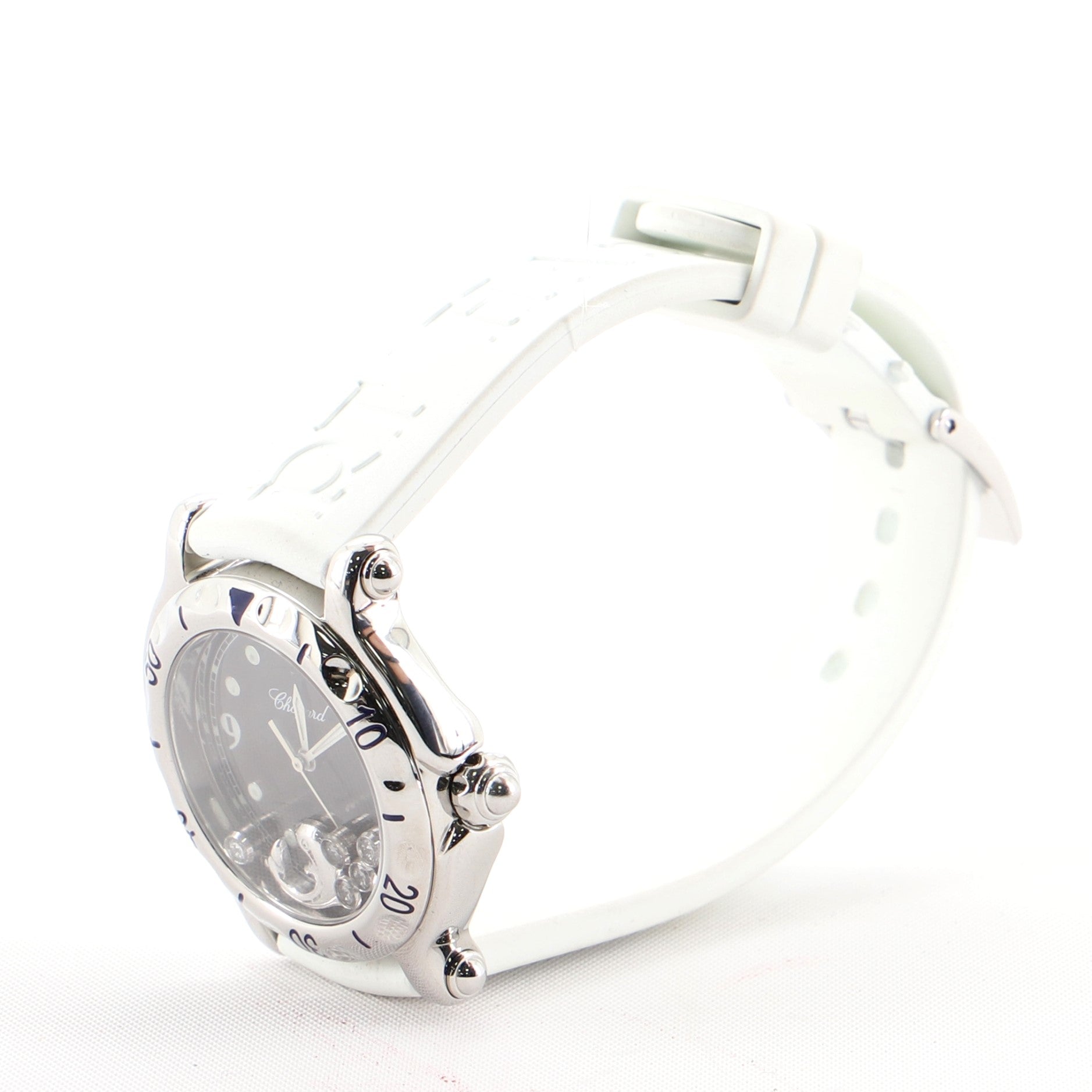 Happy Sport Dolphin Quartz Watch Stainless Steel with Diamonds and Rubber 38