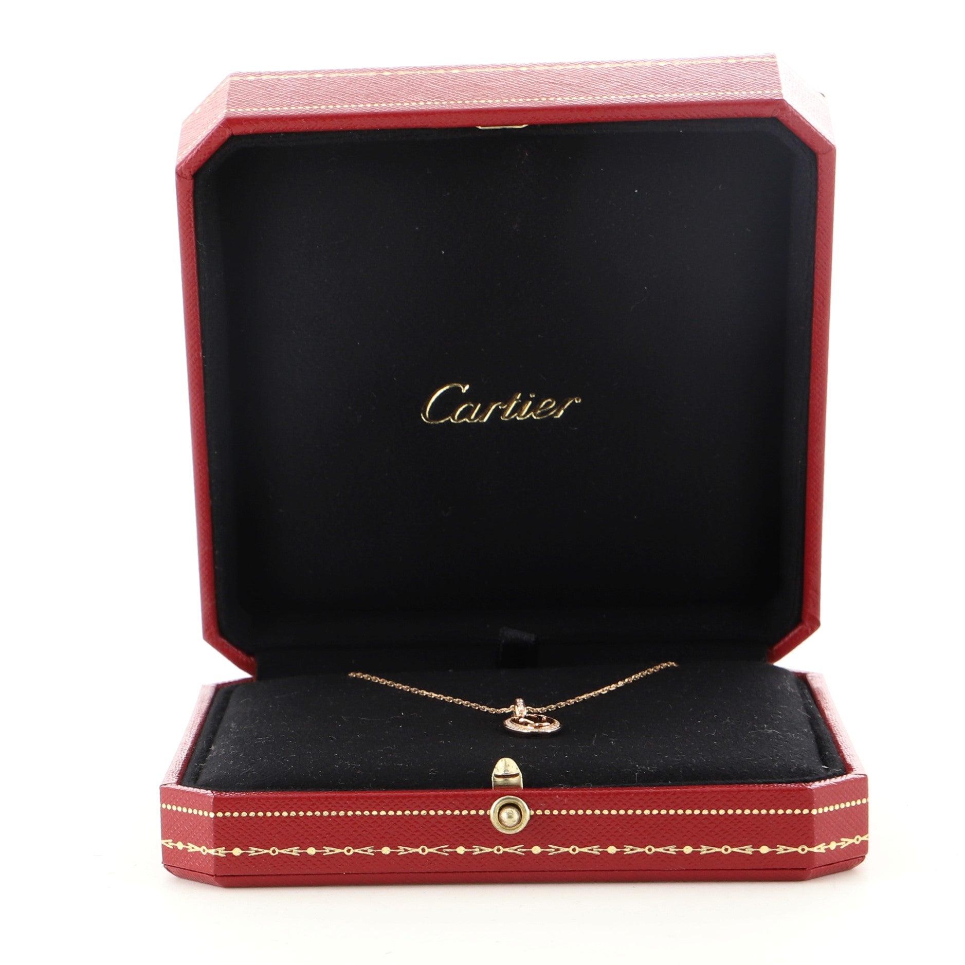Double C de Cartier Pendant Necklace 18K Pink Gold with Diamonds