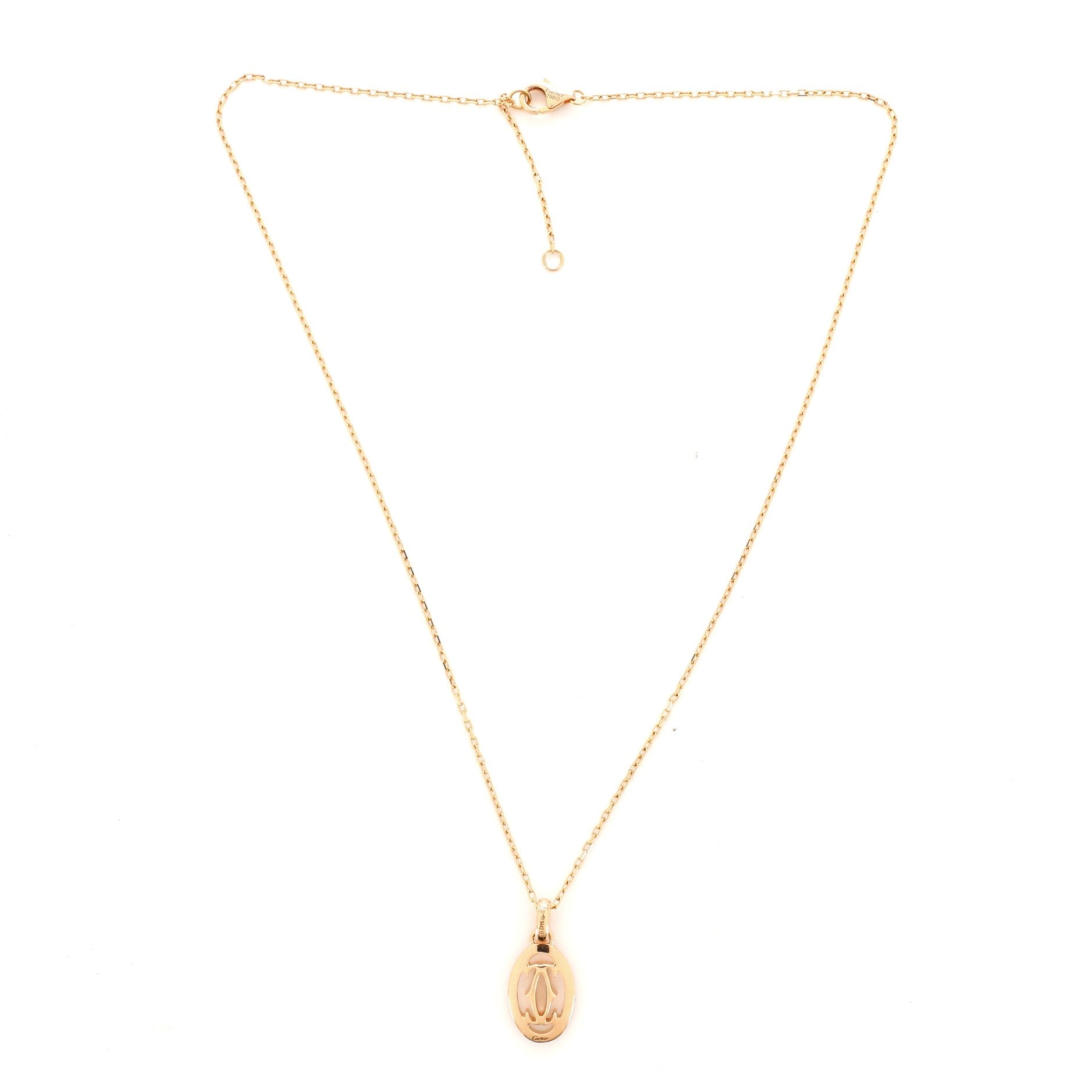 Double C de Cartier Pendant Necklace 18K Pink Gold with Diamonds