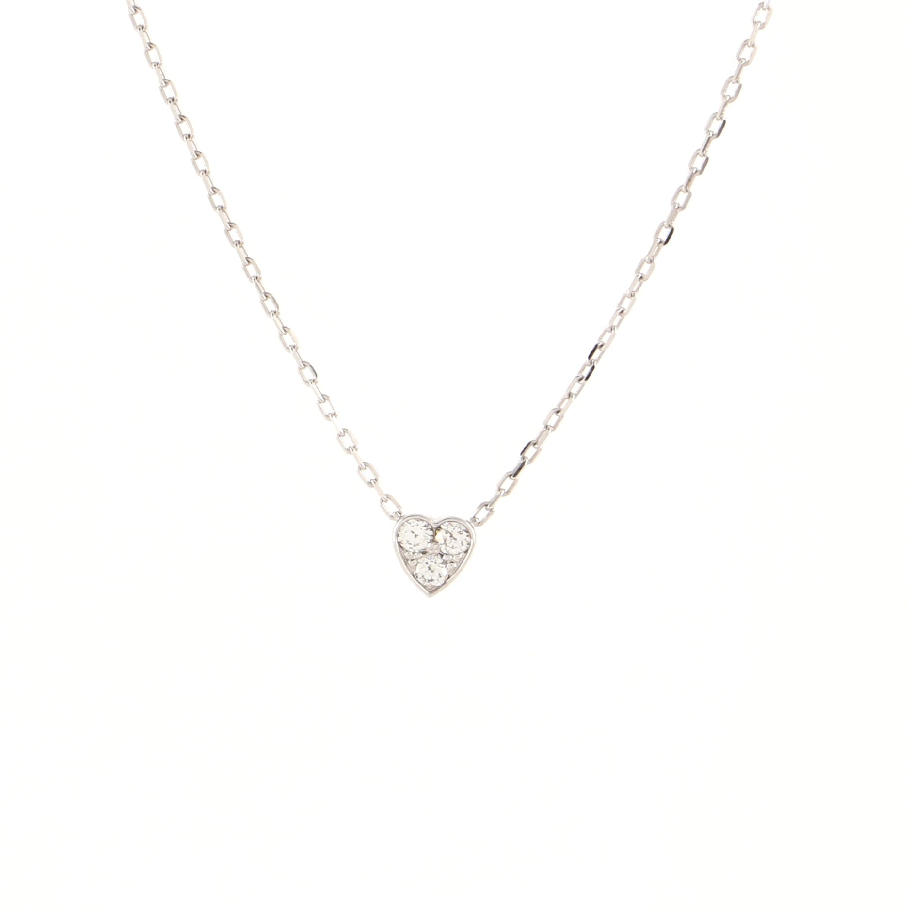 Heart 3 Diamond Pendant Necklace Platinum with Diamonds