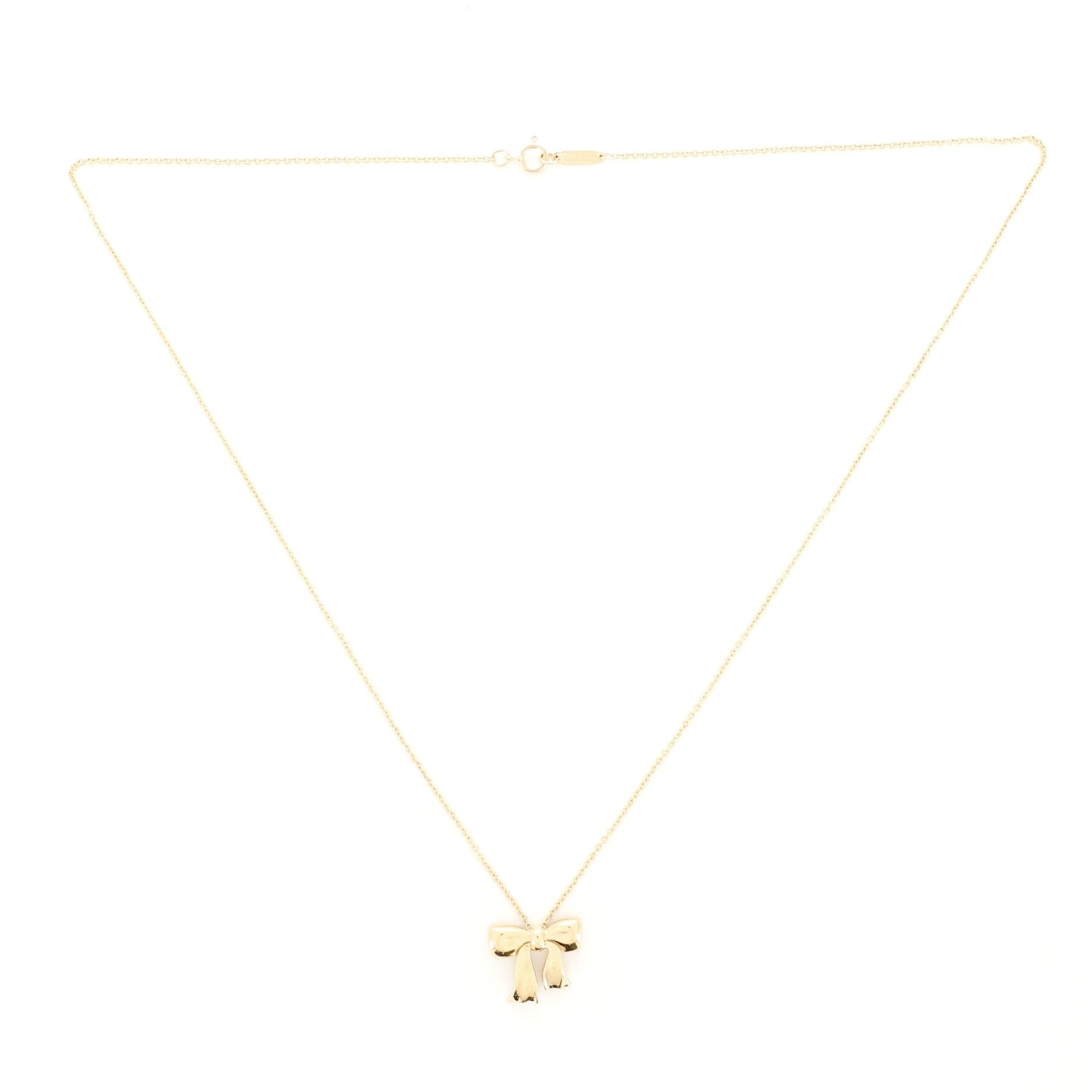 Bow Pendant Necklace 18K Yellow Gold