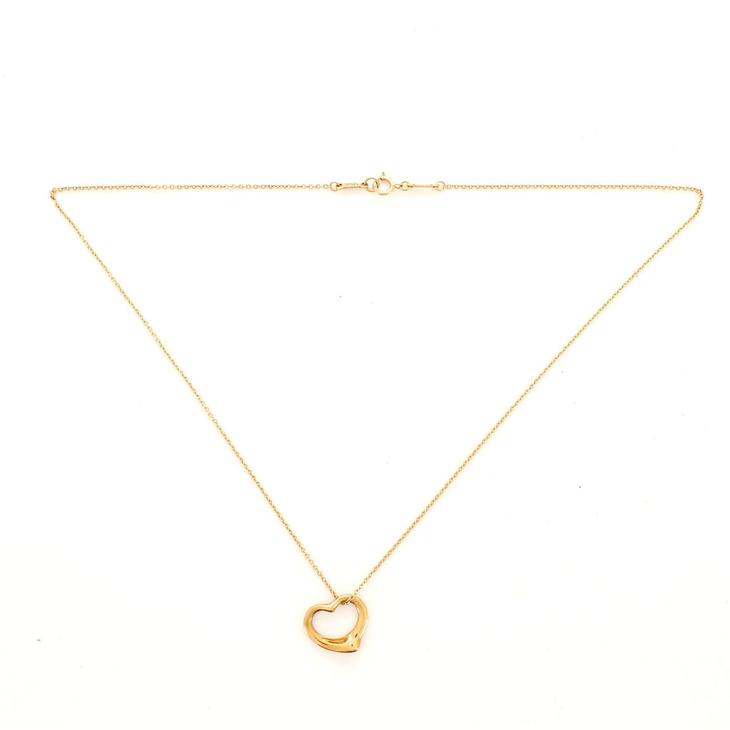 Elsa Peretti Open Heart Pendant Necklace 18K Yellow Gold