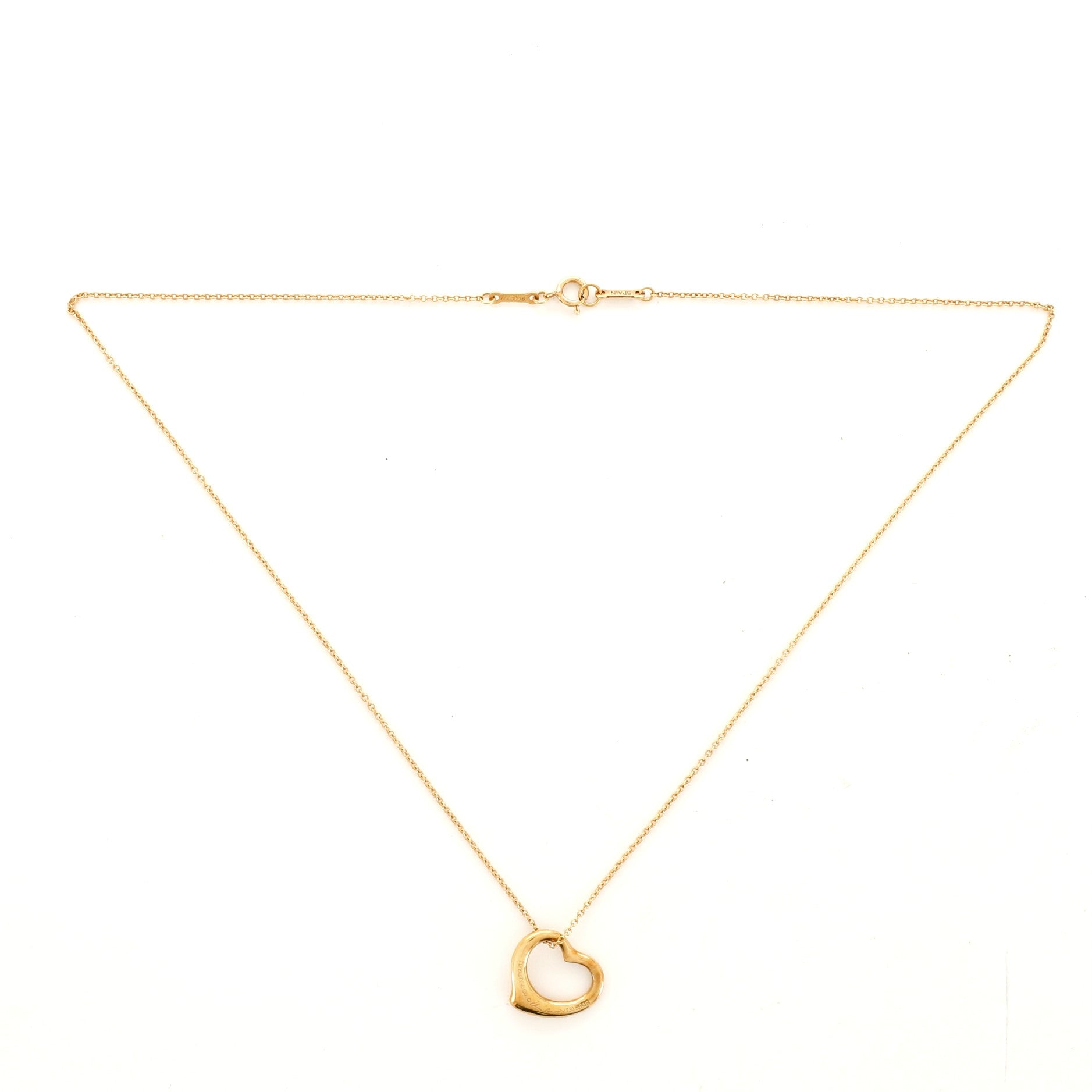 Elsa Peretti Open Heart Pendant Necklace 18K Yellow Gold