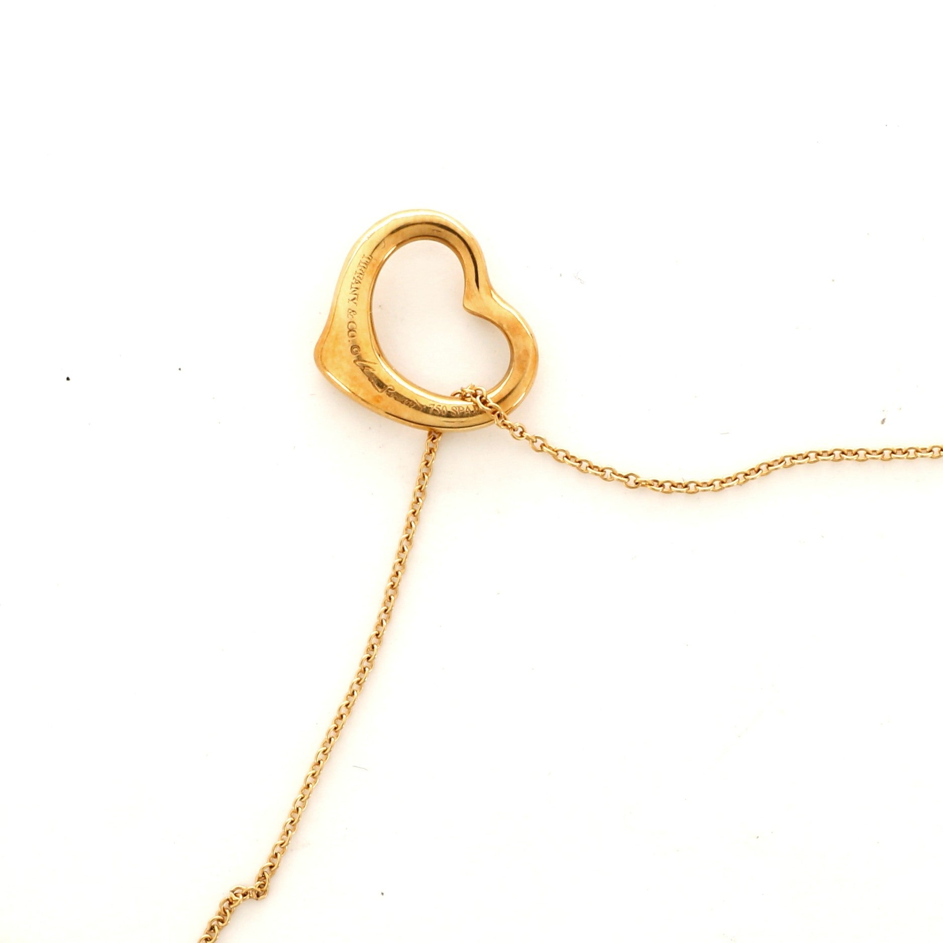 Elsa Peretti Open Heart Pendant Necklace 18K Yellow Gold