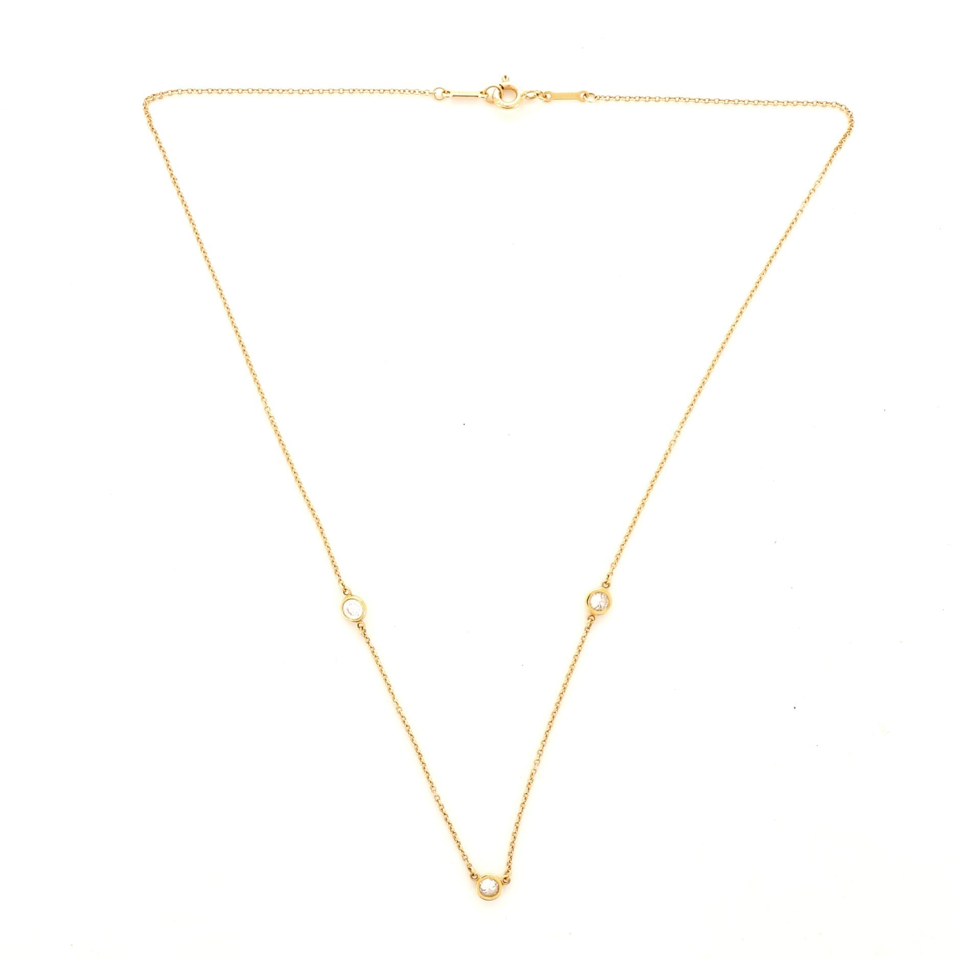 Elsa Peretti Diamonds by the Yard 3 Stone Necklace 18K Yellow Gold and Diamonds