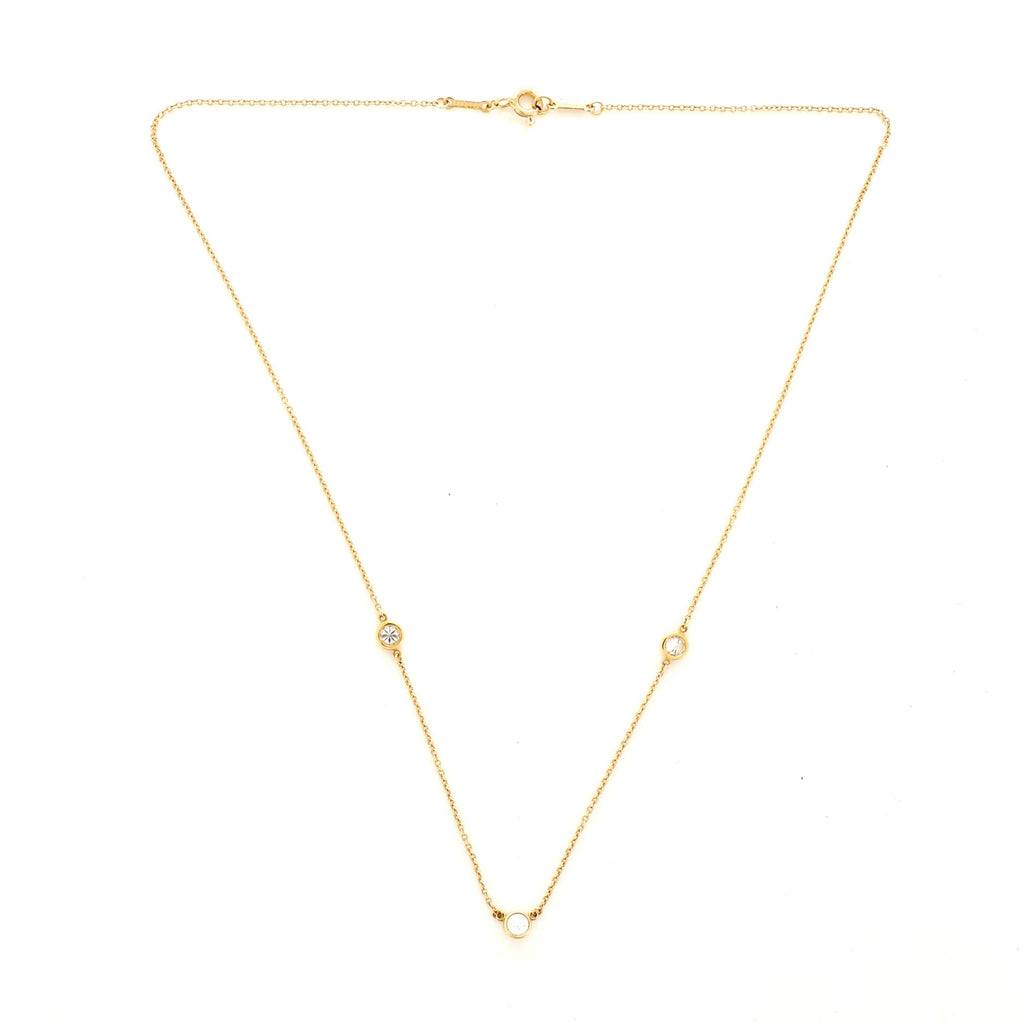 Elsa Peretti Diamonds by the Yard 3 Stone Necklace 18K Yellow Gold and Diamonds