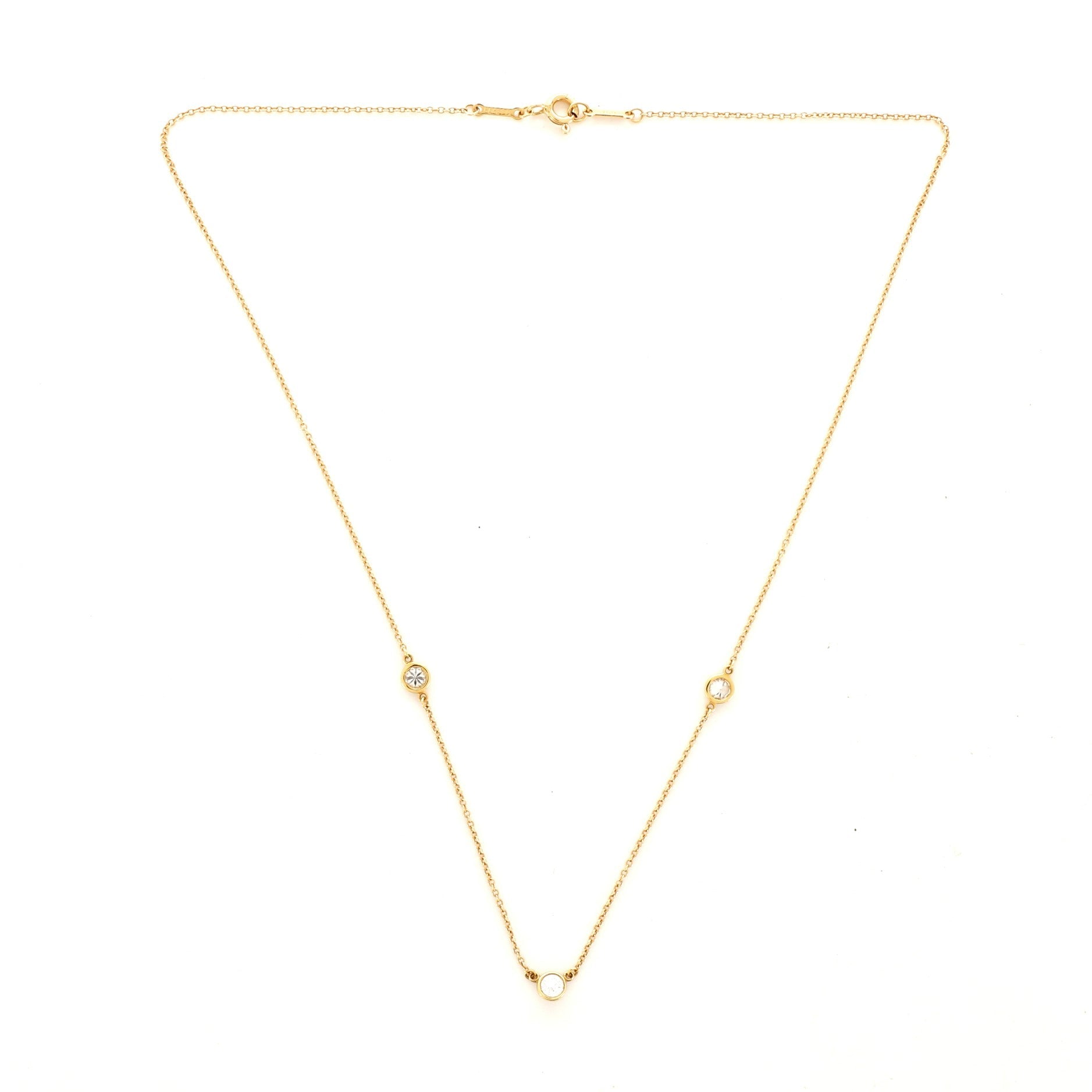 Elsa Peretti Diamonds by the Yard 3 Stone Necklace 18K Yellow Gold and Diamonds