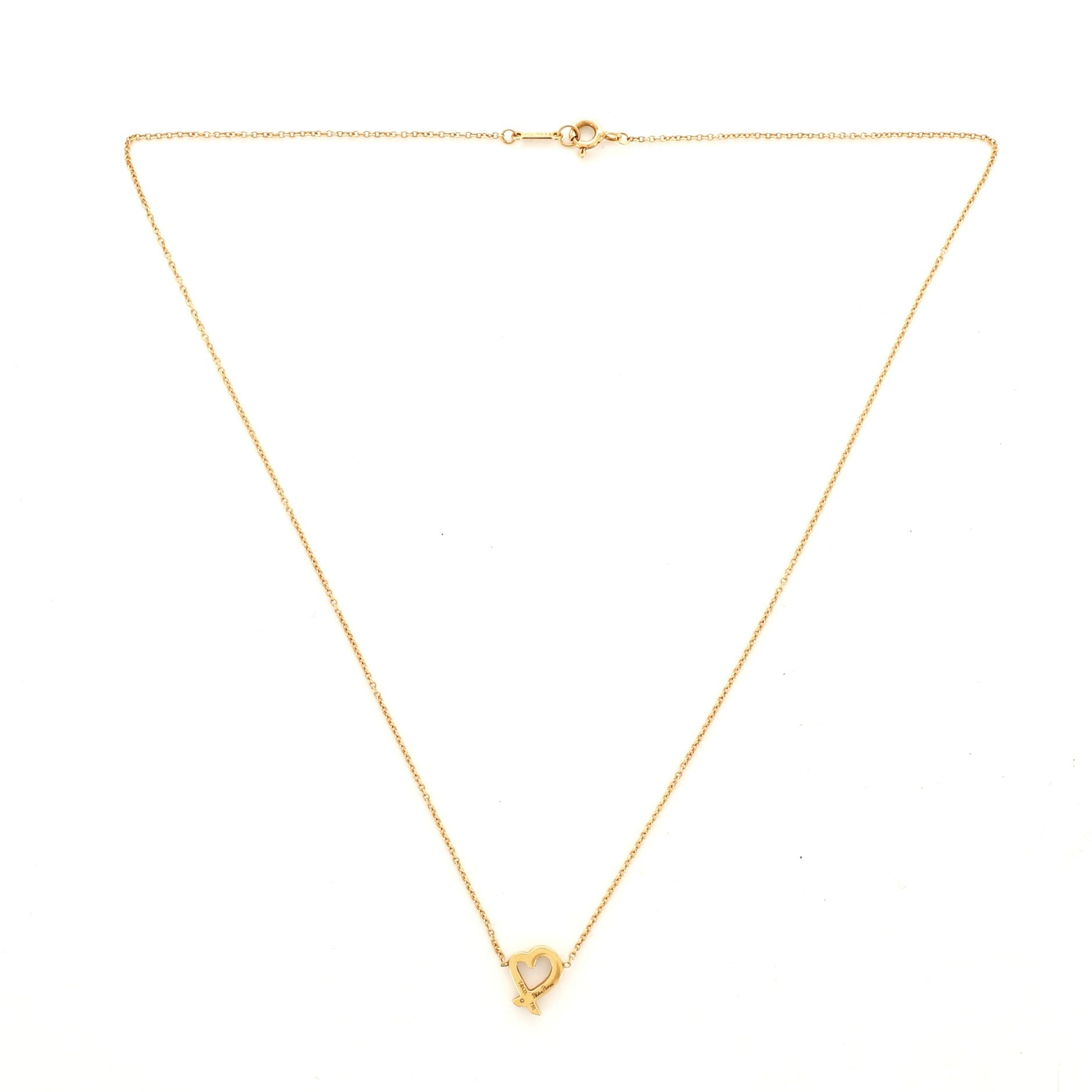Paloma Picasso Loving Heart Pendant Necklace 18K Yellow Gold