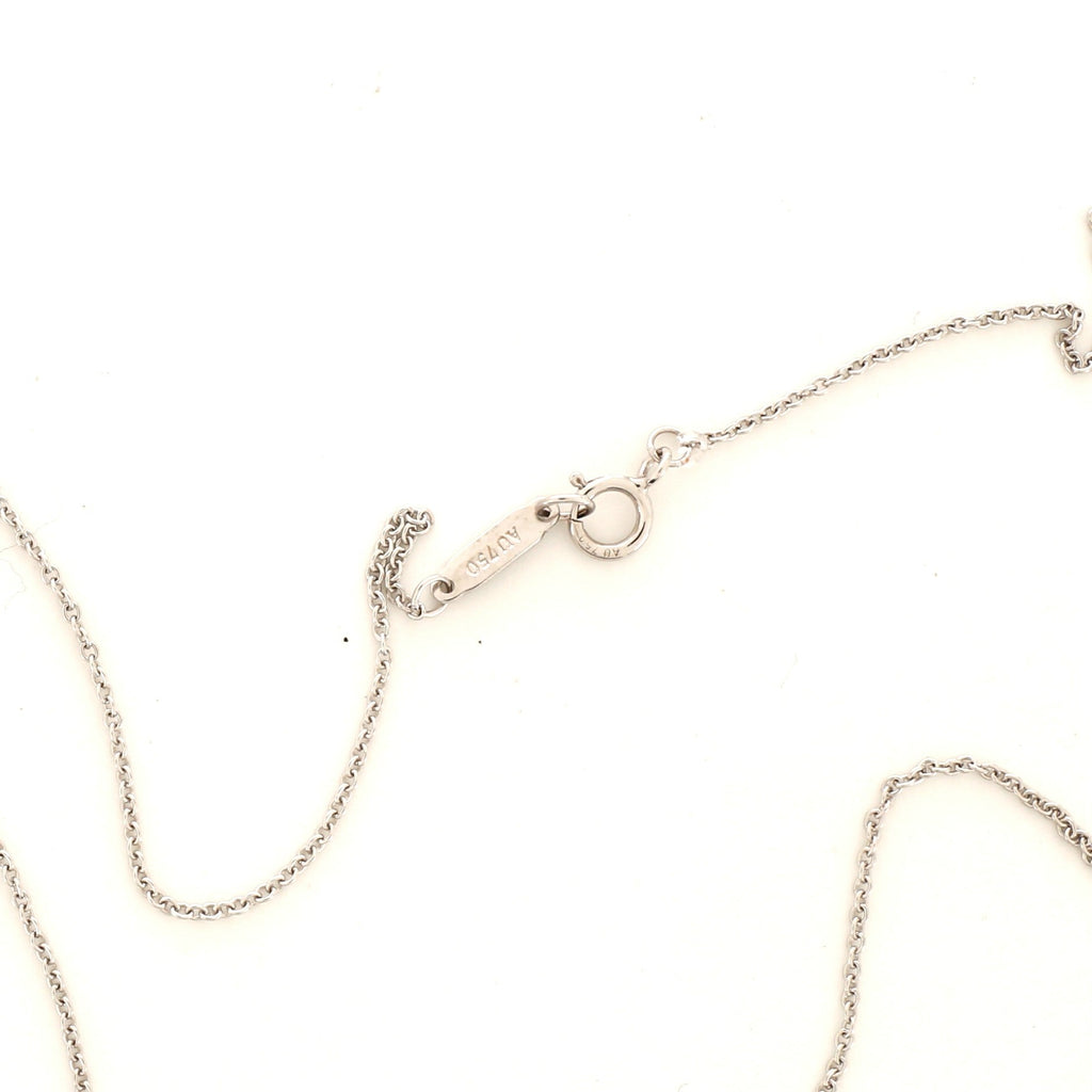 Modern Open Round Key Pendant Necklace 18K White Gold with Diamonds