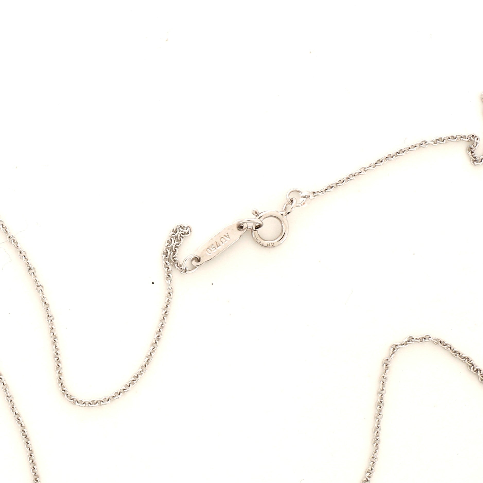 Modern Open Round Key Pendant Necklace 18K White Gold with Diamonds