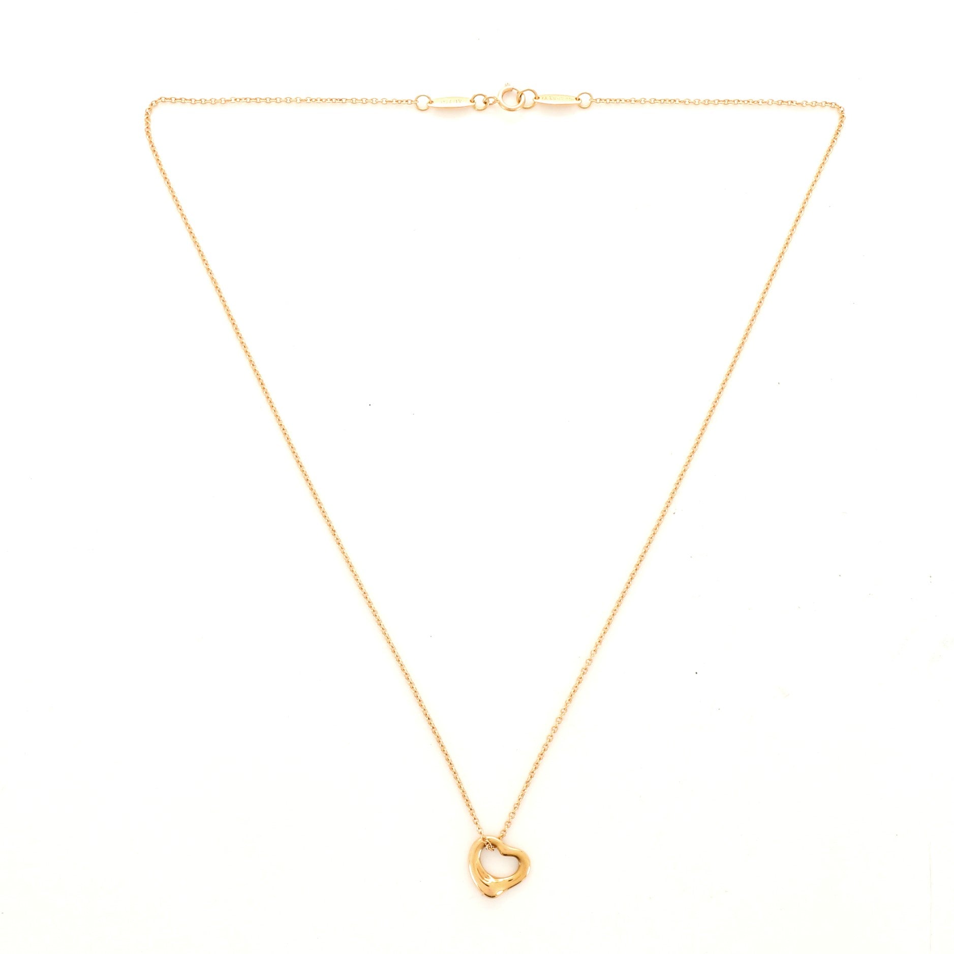 Elsa Peretti Open Heart Pendant Necklace 18K Yellow Gold