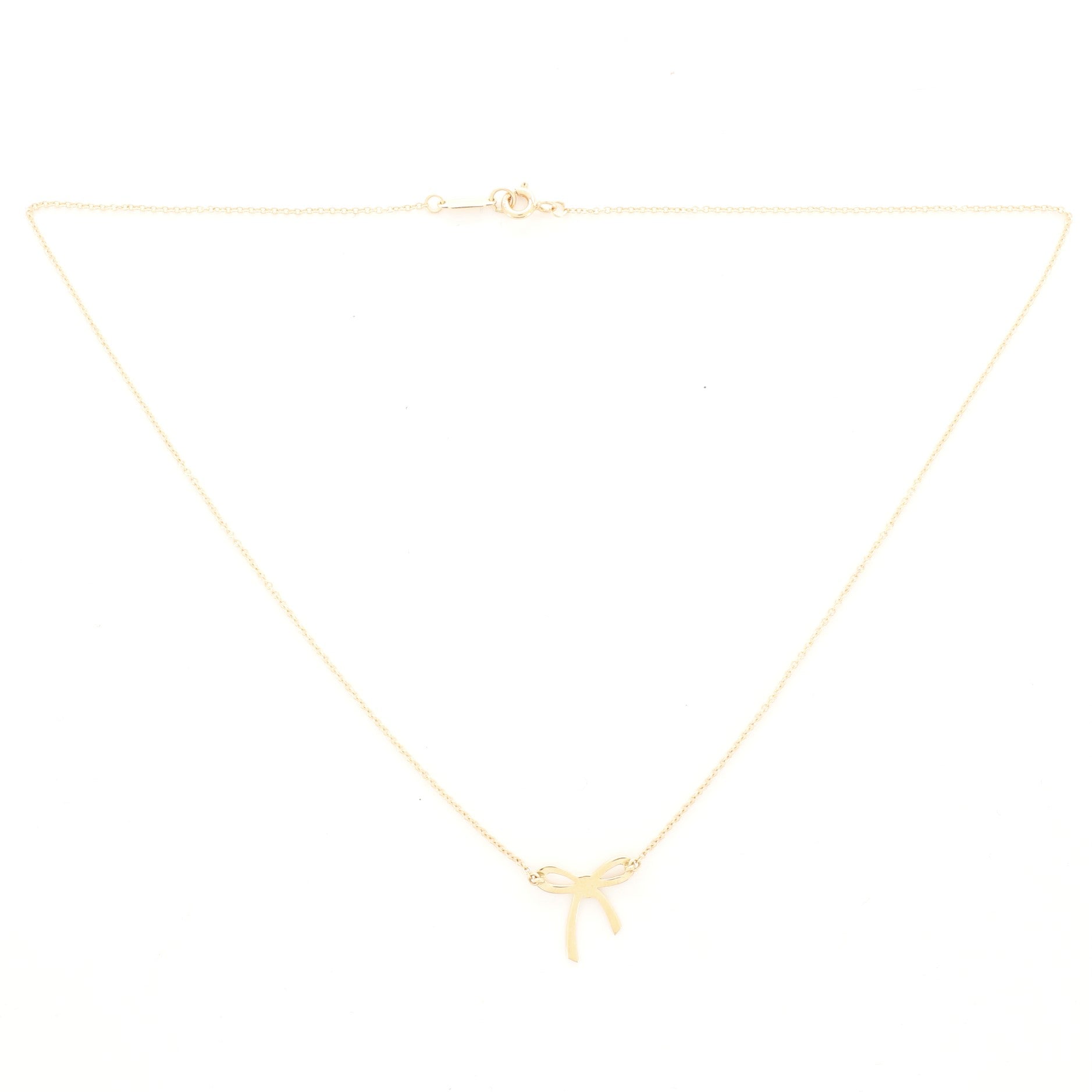 Bow Pendant Necklace 18K Yellow Gold Mini