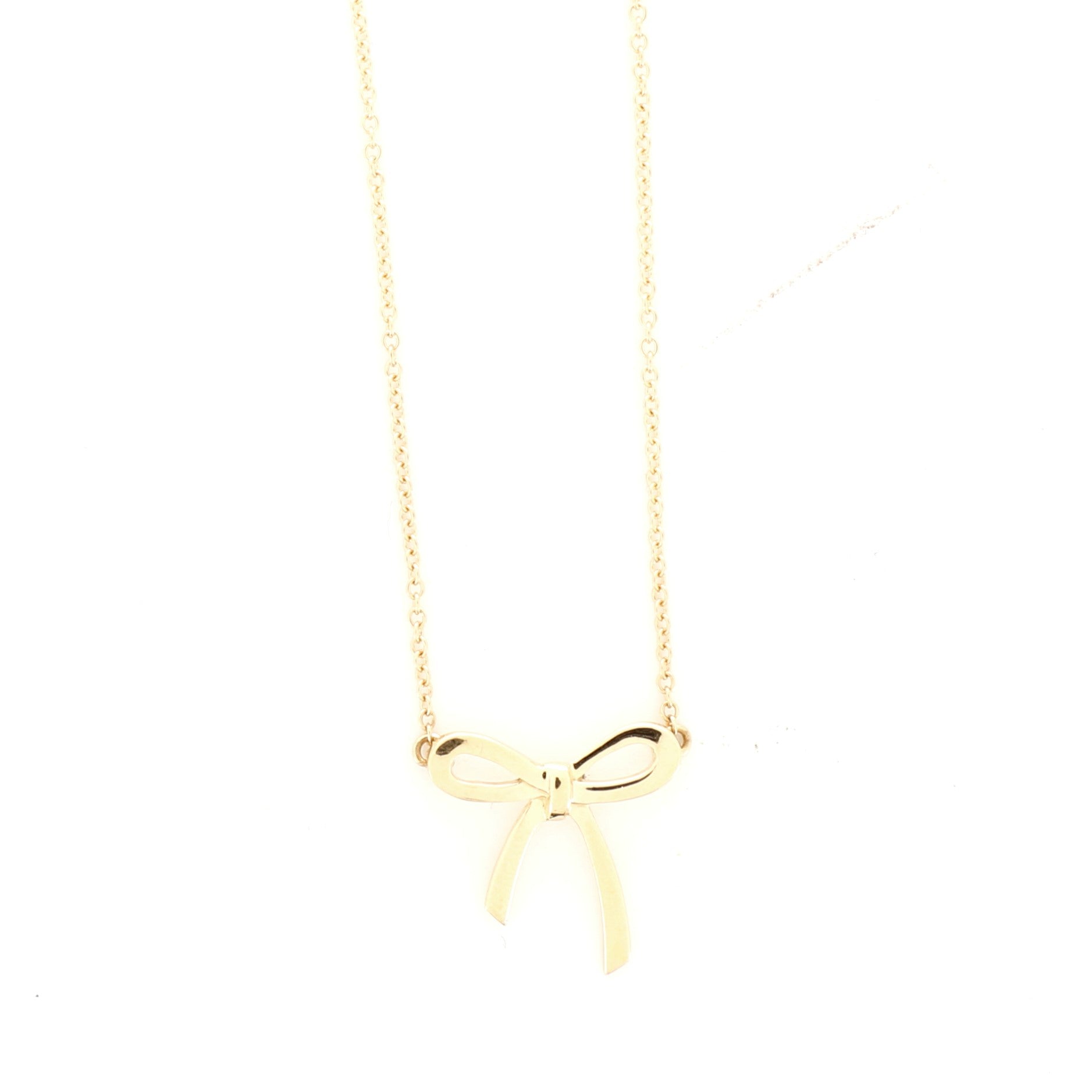 Bow Pendant Necklace 18K Yellow Gold Mini