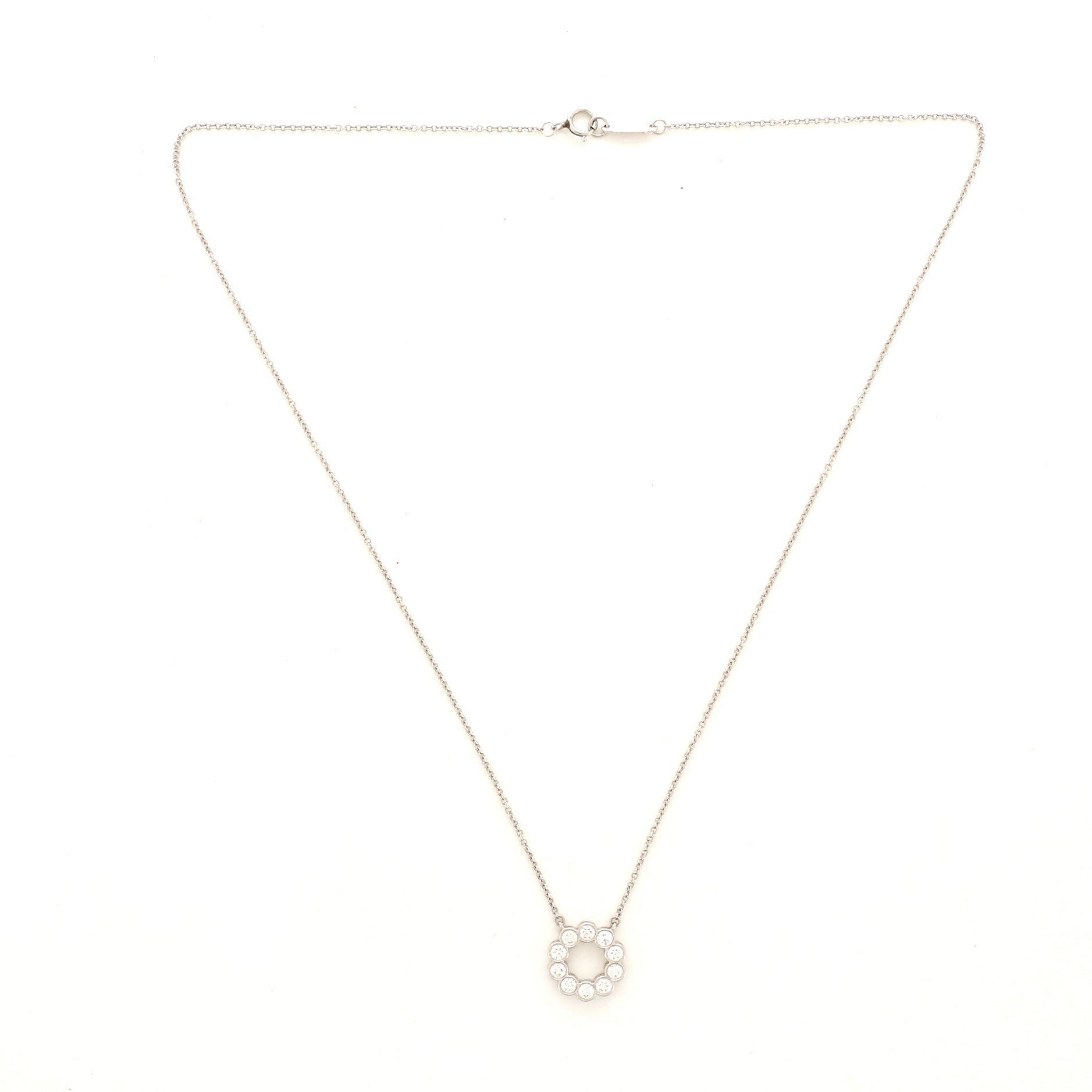 Jazz Circle Pendant Necklace Platinum and Diamonds