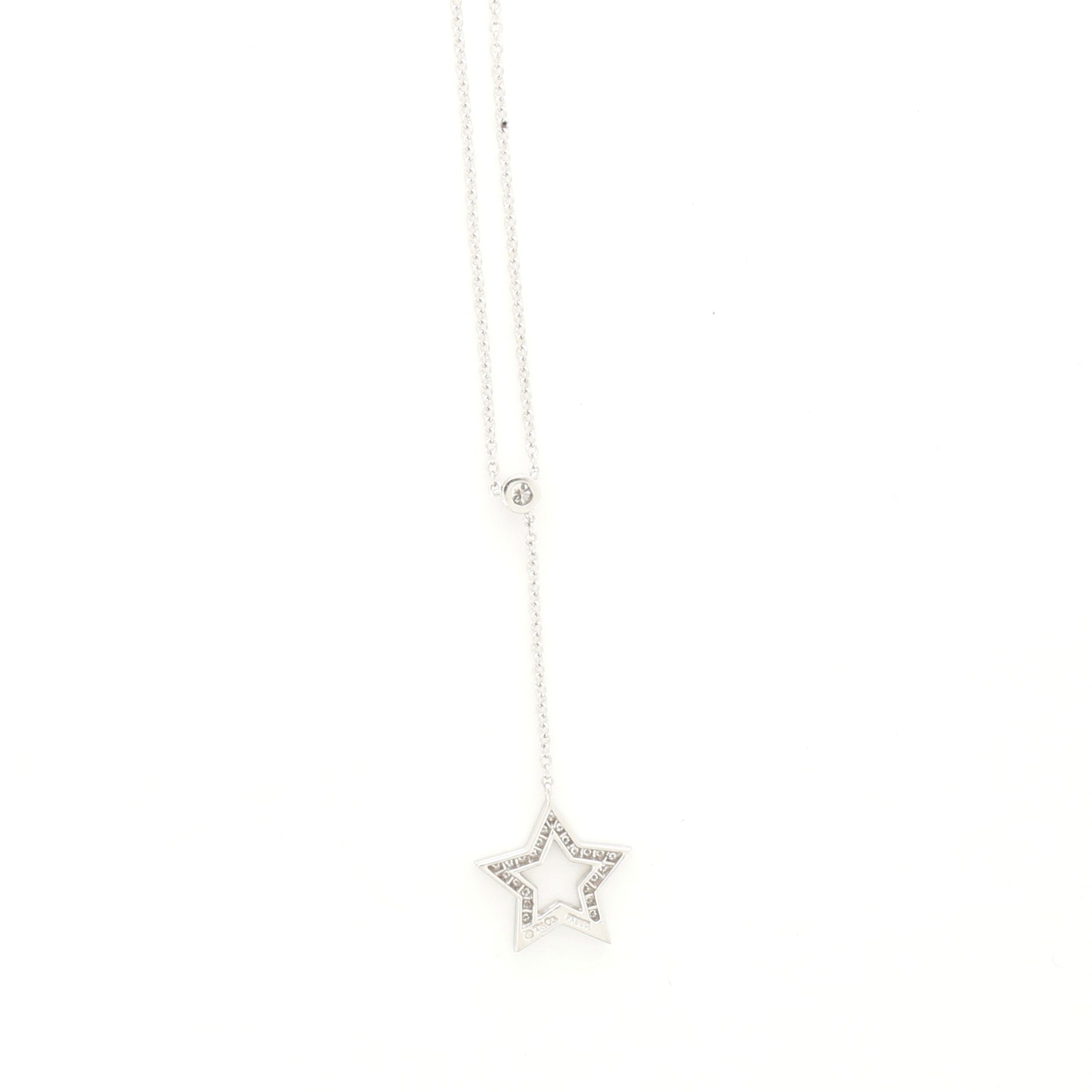 Star Drop Pendant Necklace Platinum and Diamonds