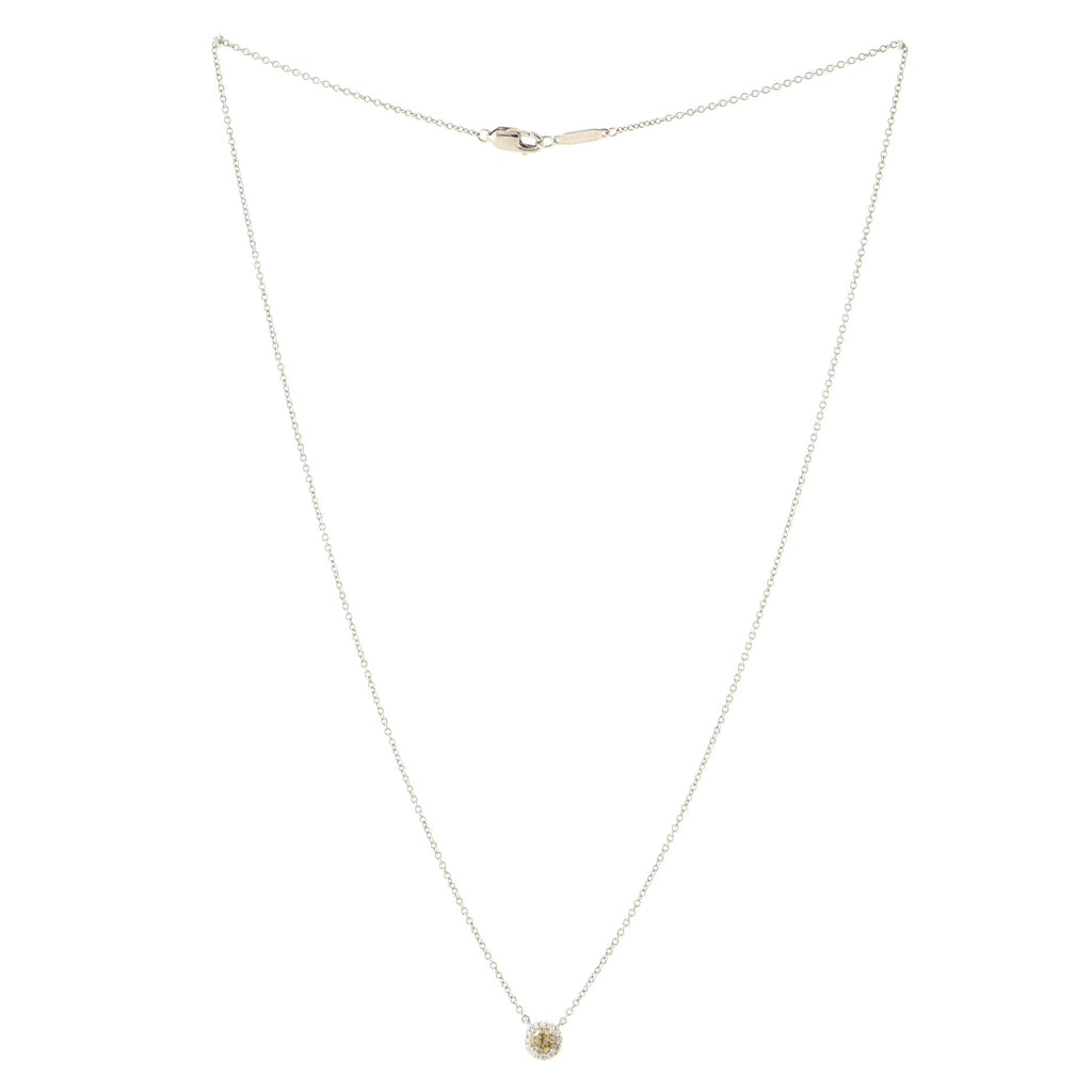 Soleste Round Pendant Necklace Platinum with Yellow and White Diamonds Small
