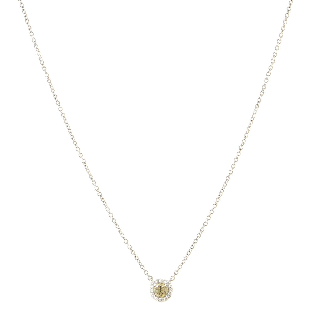 Soleste Round Pendant Necklace Platinum with Yellow and White Diamonds Small