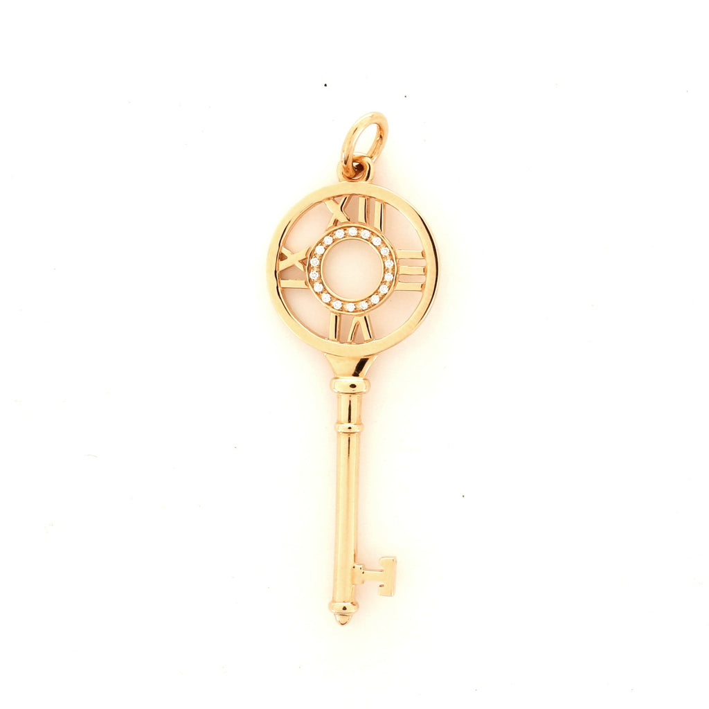 Atlas Key Pendant Necklace 18K Rose Gold and Diamonds
