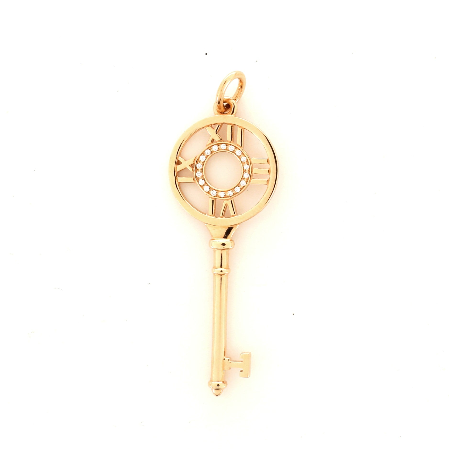 Atlas Key Pendant Necklace 18K Rose Gold and Diamonds