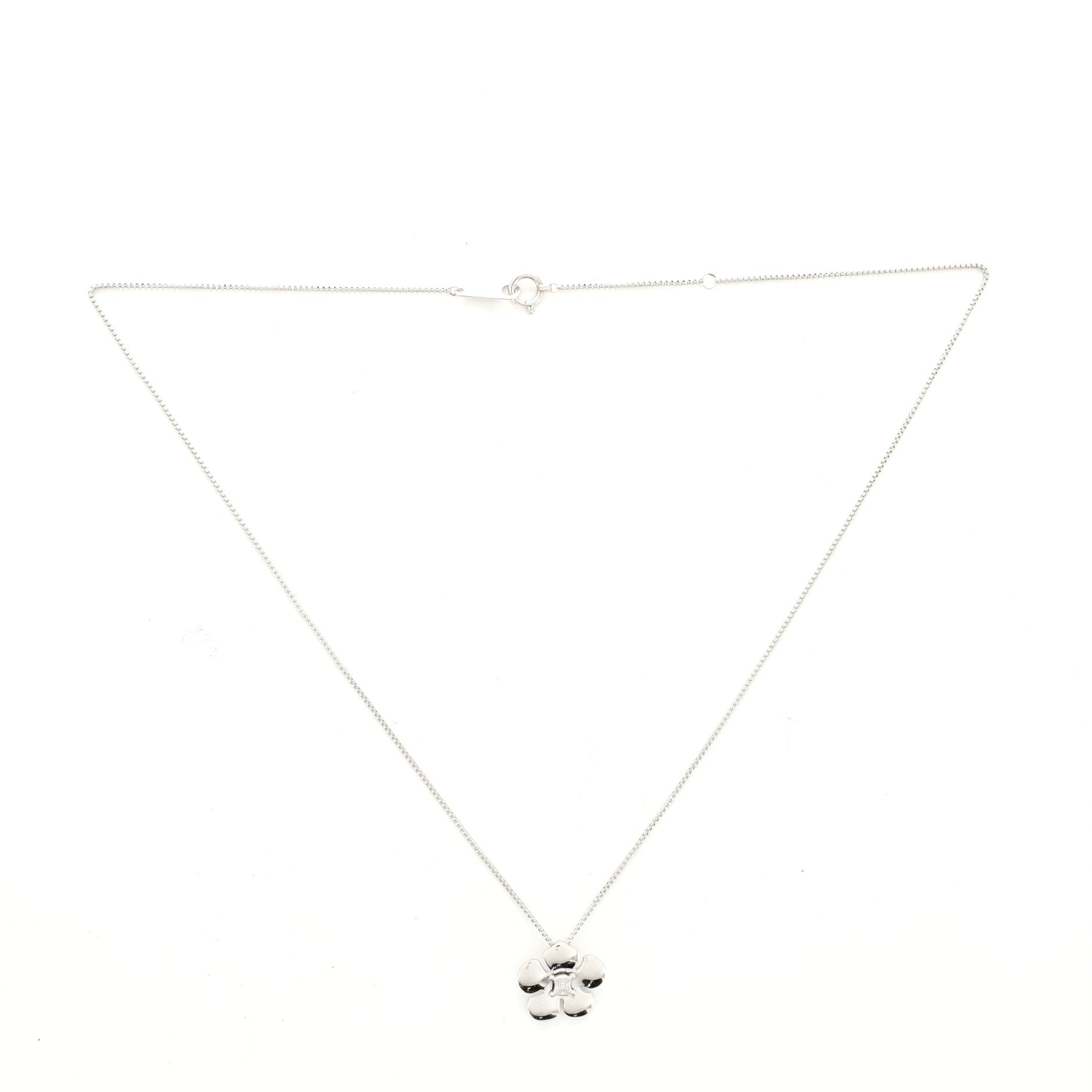 Flower Pendant Necklace 18K White Gold