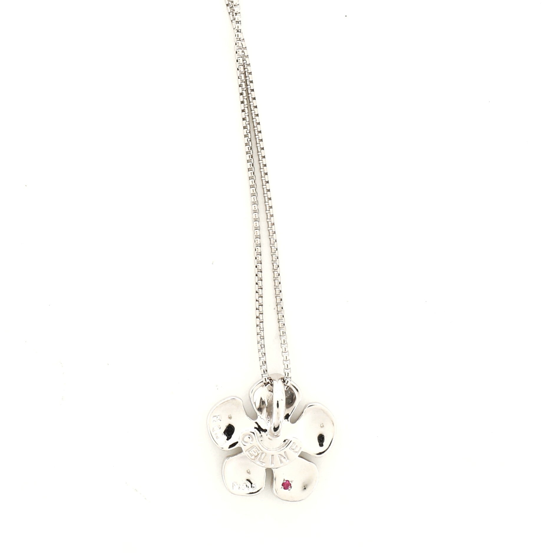 Flower Pendant Necklace 18K White Gold