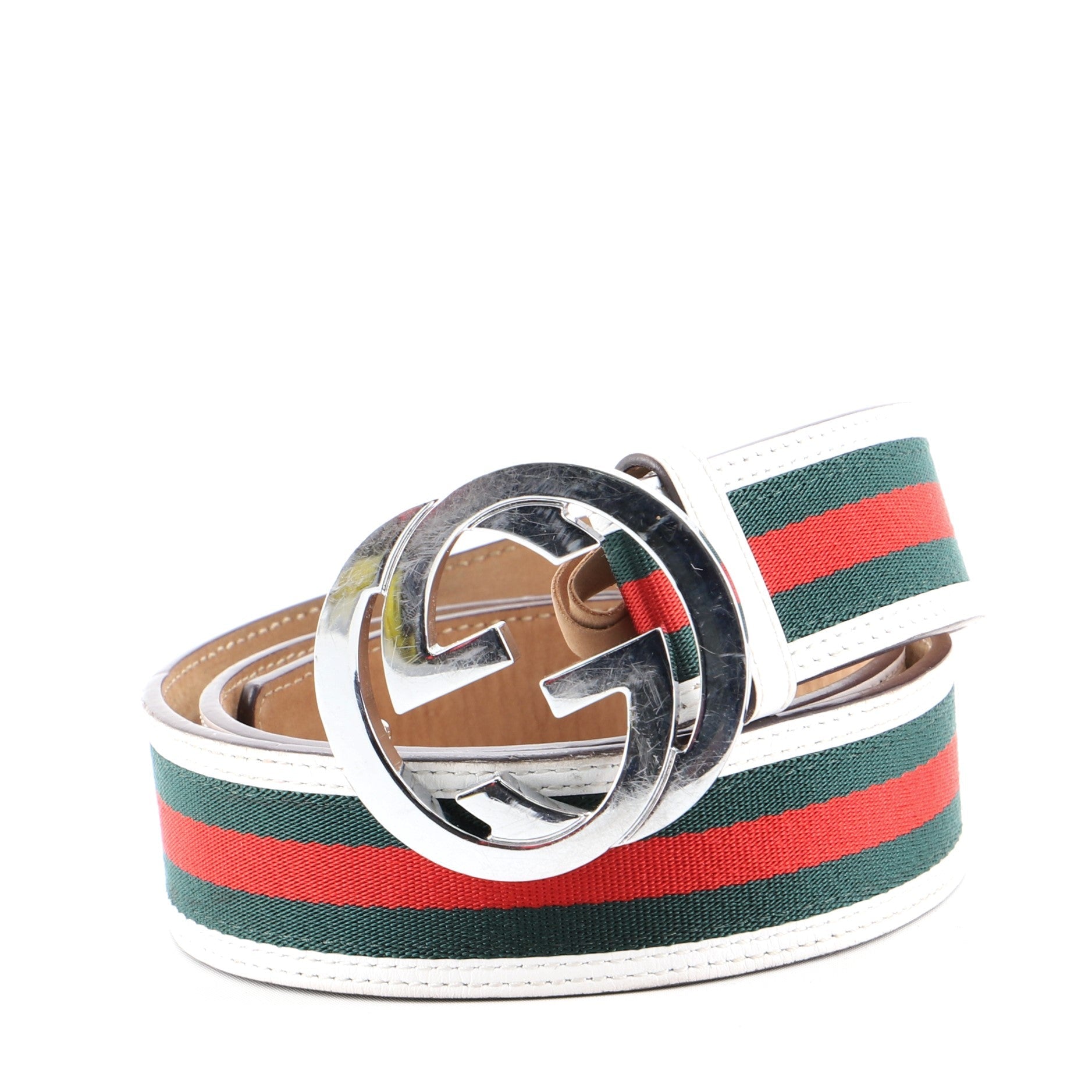 Interlocking G Web Belt Canvas and Leather Wide