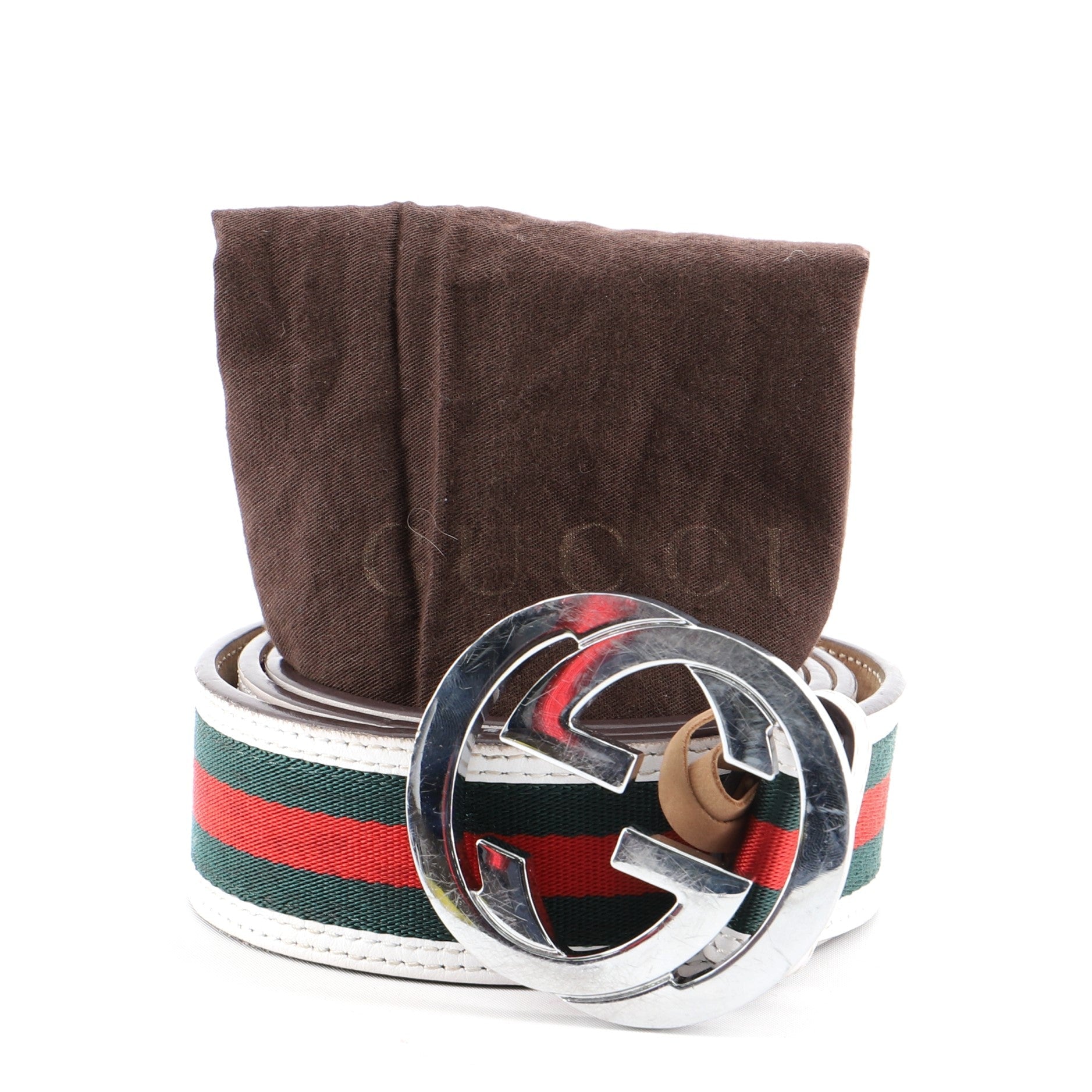 Interlocking G Web Belt Canvas and Leather Wide