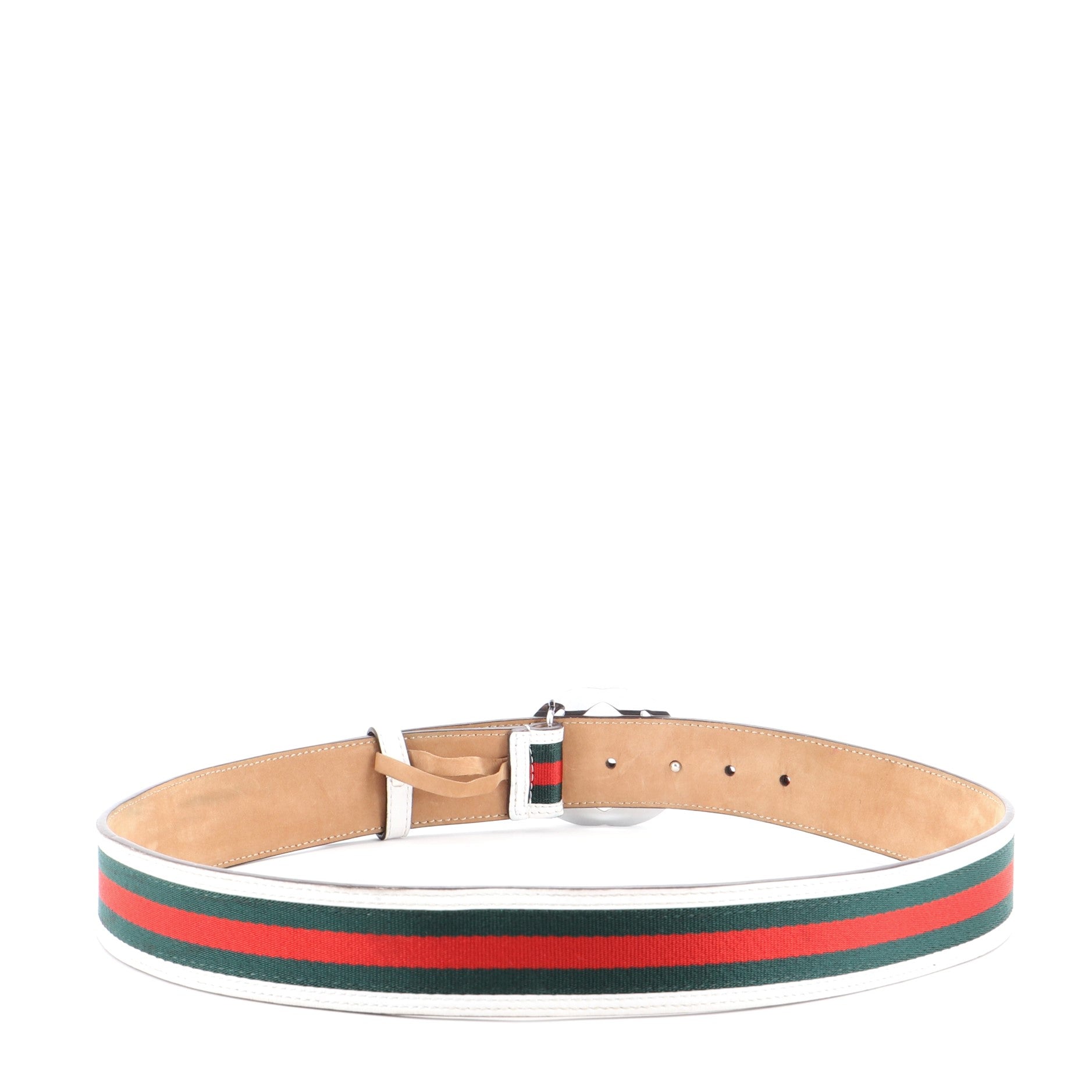Interlocking G Web Belt Canvas and Leather Wide