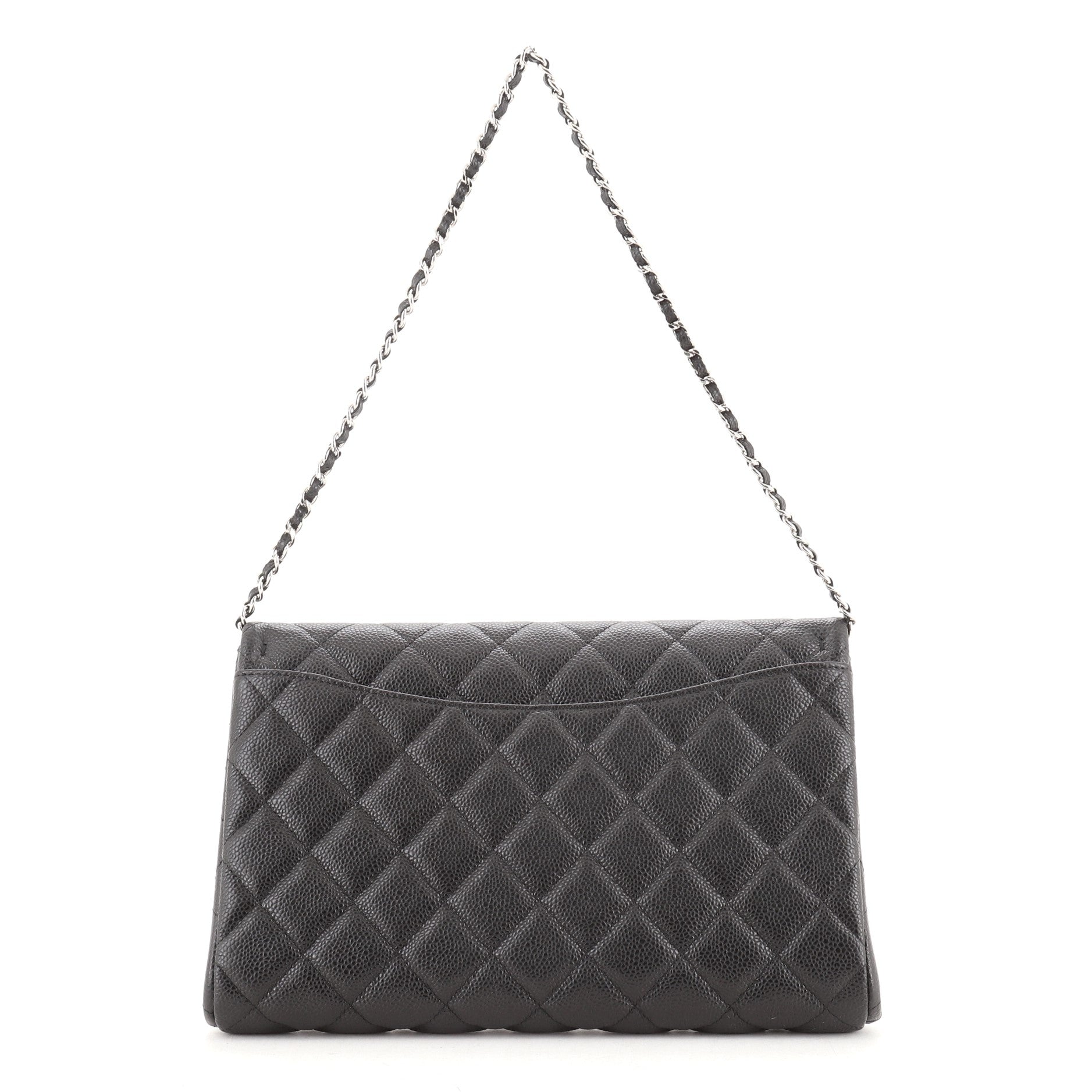 Clutch with Chain Quilted Caviar