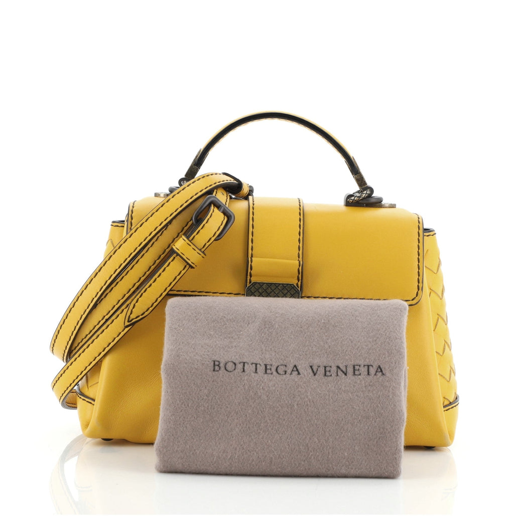 Piazza Top Handle Bag Leather with Intrecciato Detail Mini