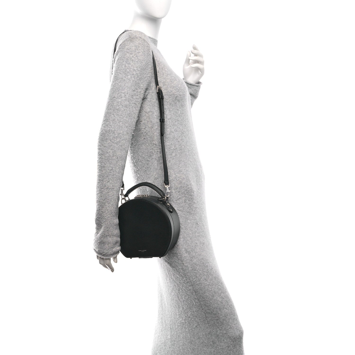 Calfskin Small Mica Hat Box Black