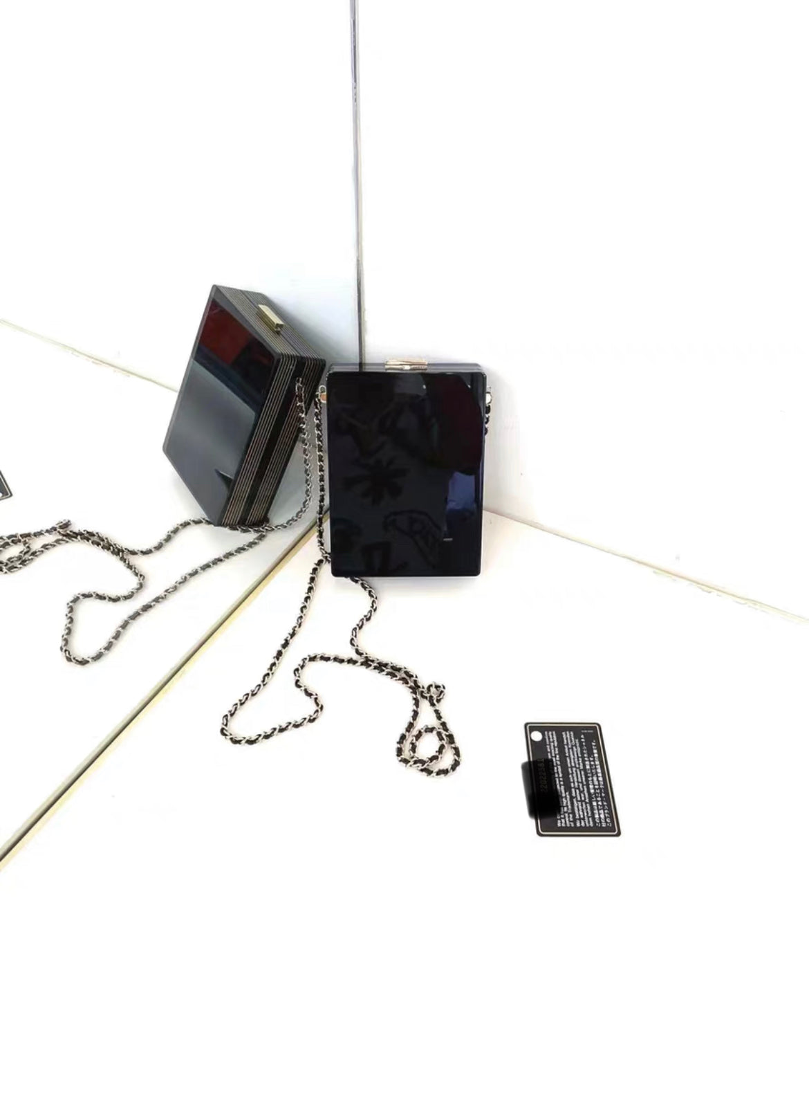 CHANEL Plexiglass Pearl Playing  Casino Minaudiere Clutch Black Gold