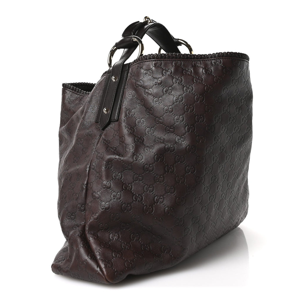 Guccissima Large Horsebit Chain Hobo Chocolate
