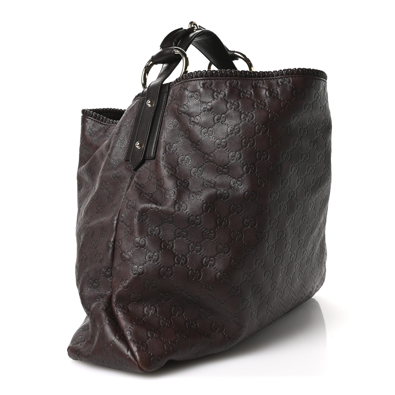 Guccissima Large Horsebit Chain Hobo Chocolate