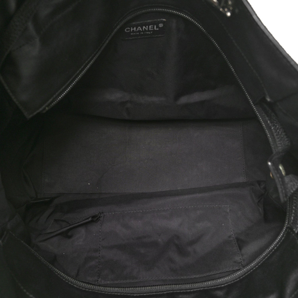 Coated Canvas Quilted Large Paris Biarritz Tote Black