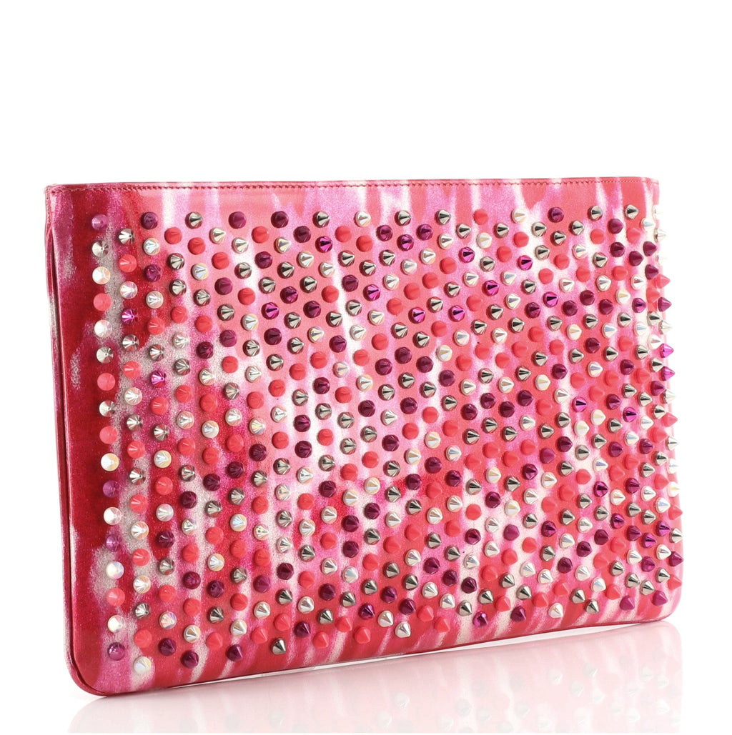 Loubiposh Clutch Printed Spiked Patent