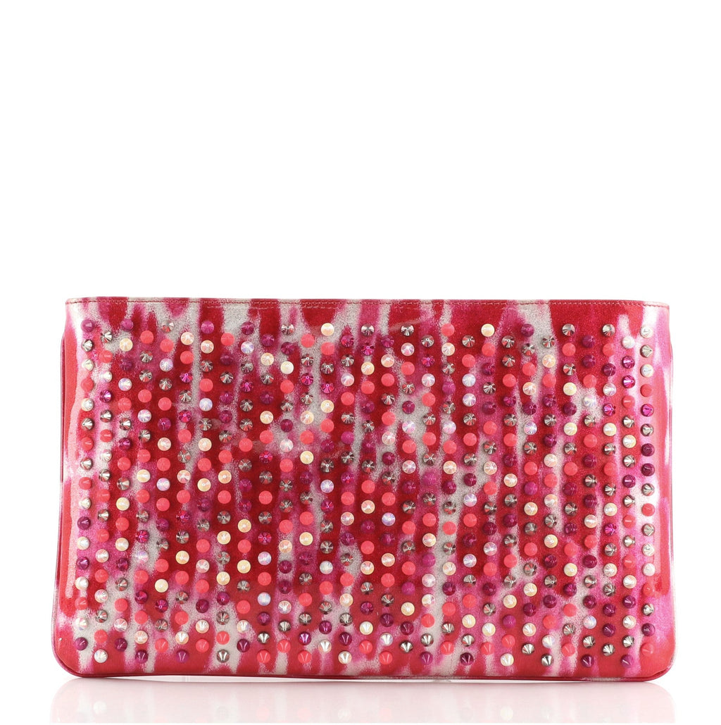 Loubiposh Clutch Printed Spiked Patent