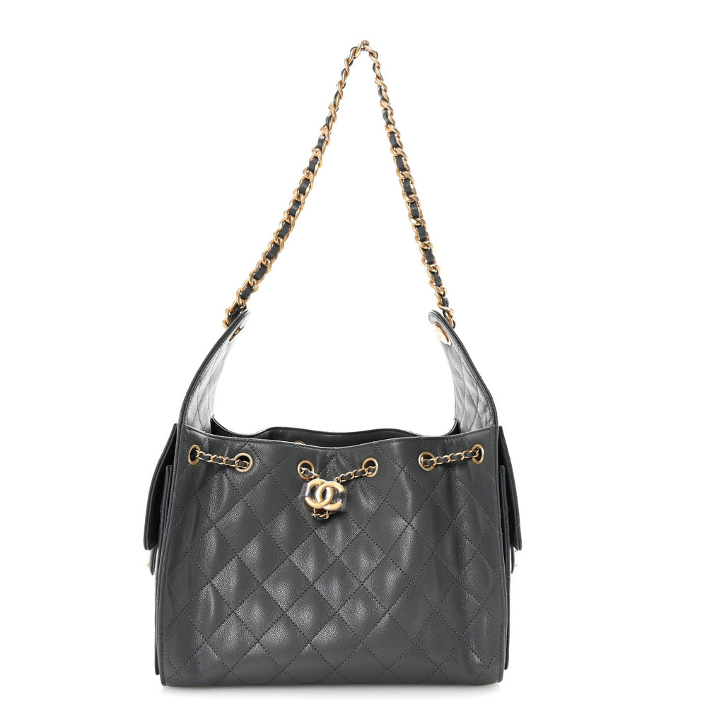 Caviar Quilted Small Chanel 25 Handbag Grey