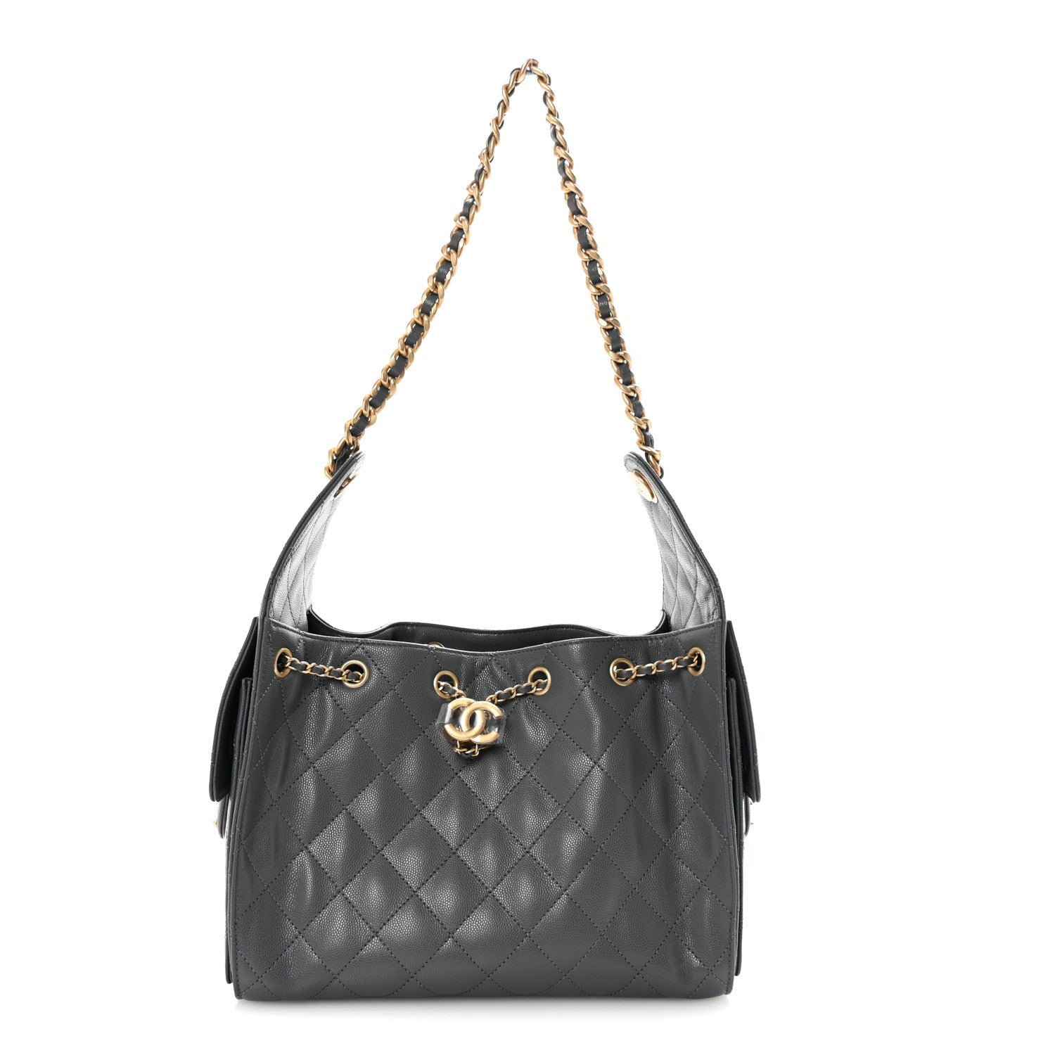 Caviar Quilted Small Chanel 25 Handbag Grey