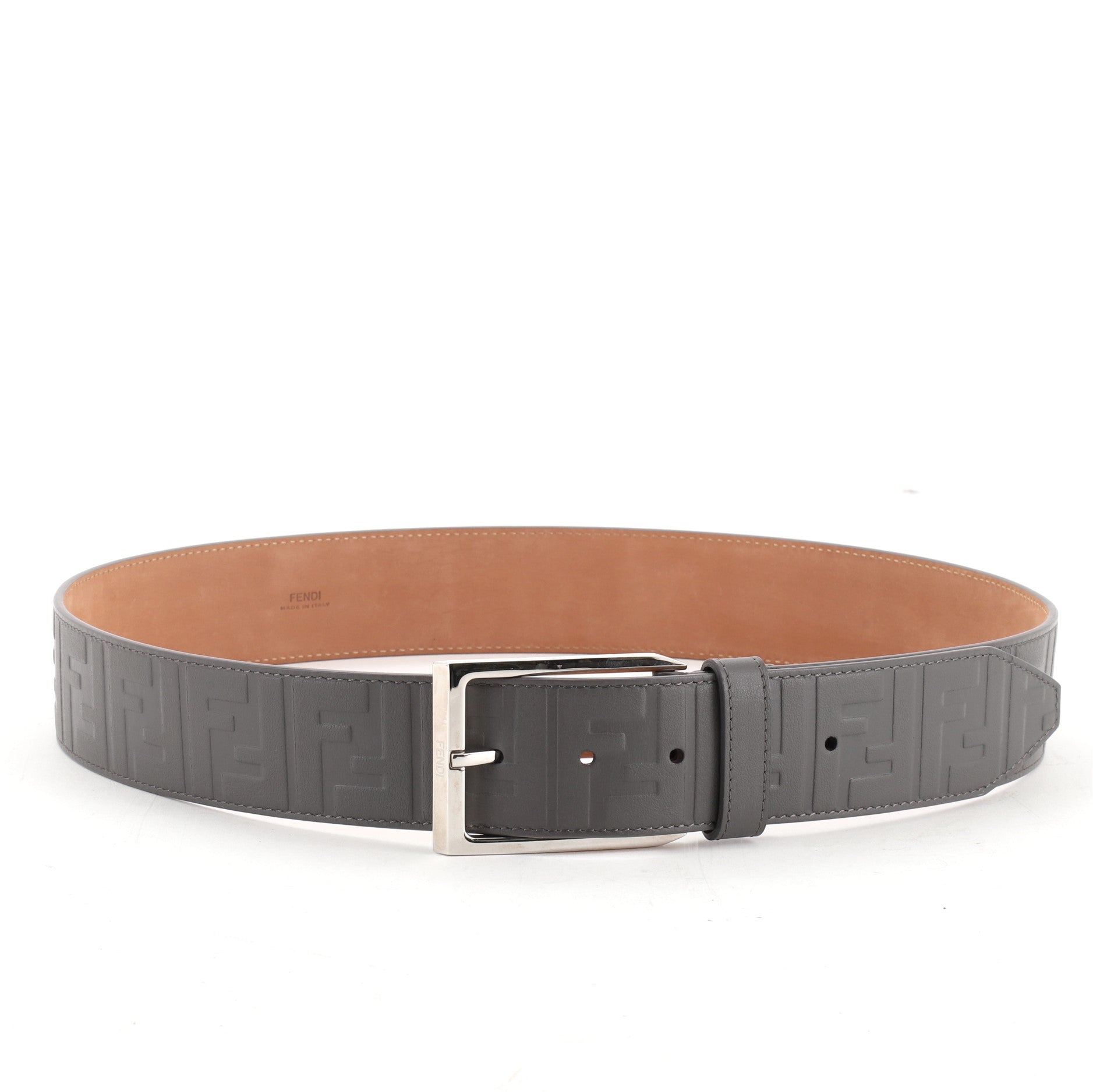 Buckle Belt Zucca Embossed Leather Medium 95