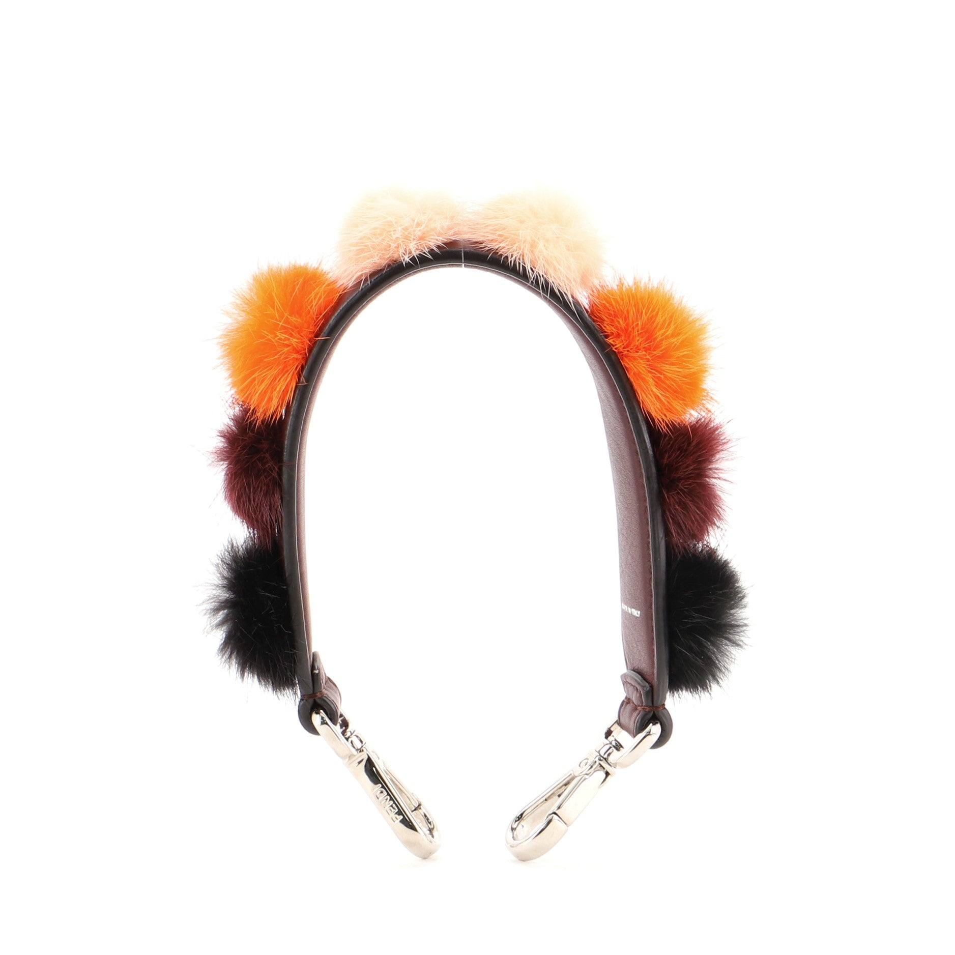 Pom Pom Mini Strap You Short Shoulder Strap Leather and Fur