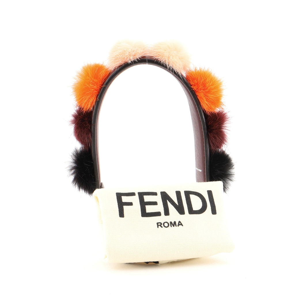 Pom Pom Mini Strap You Short Shoulder Strap Leather and Fur
