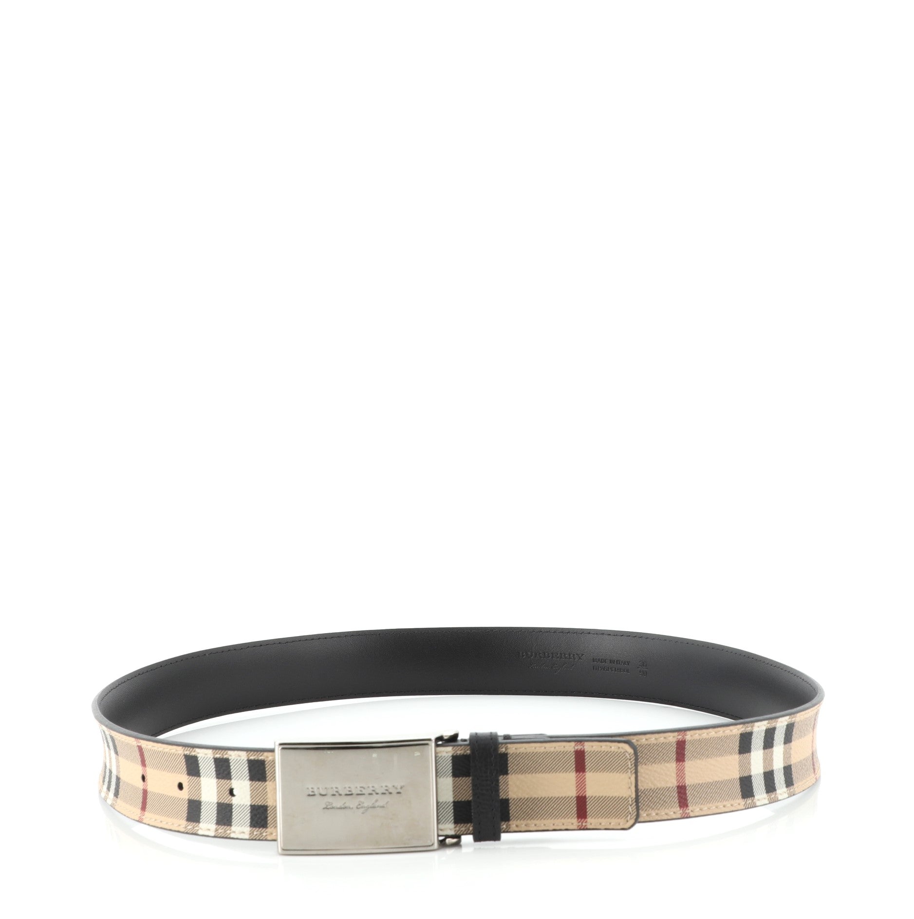 Logo Buckle Belt Vintage Check Coated Canvas Wide 90