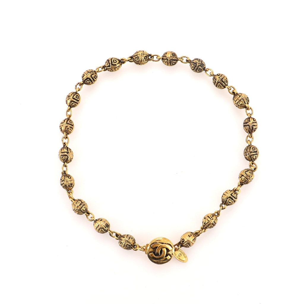 Vintage CC Ball Choker Necklace Metal