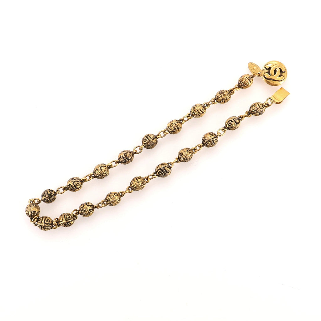 Vintage CC Ball Choker Necklace Metal