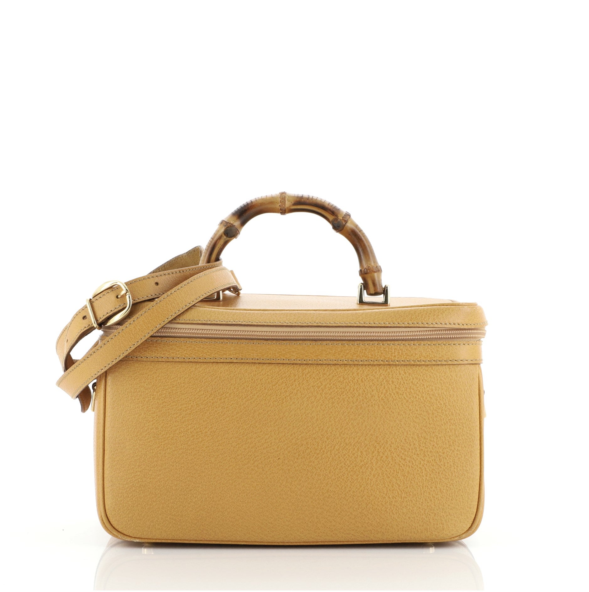 Vintage Bamboo Vanity Case Leather Medium