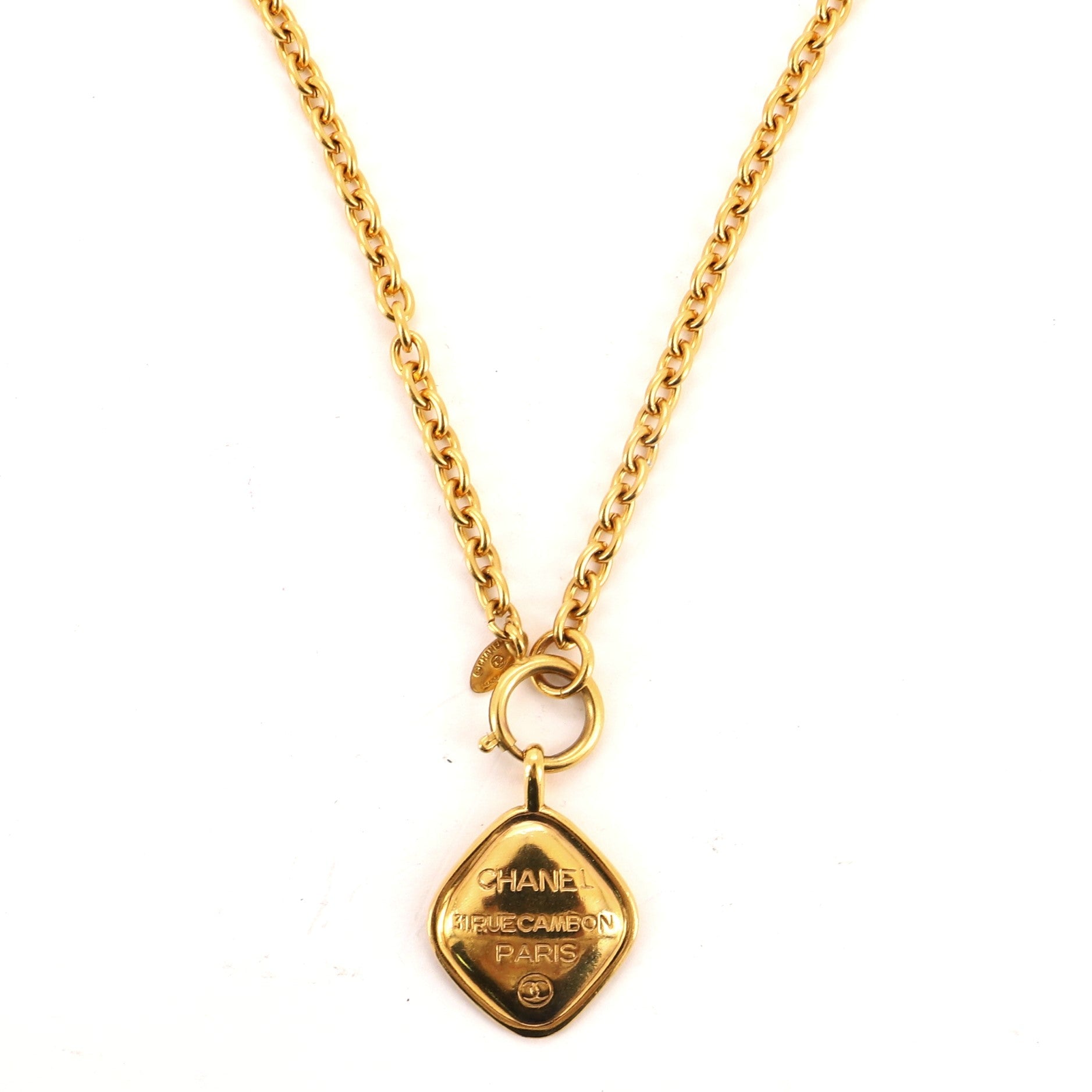 Vintage Rue Cambon Pendant Long Necklace Metal