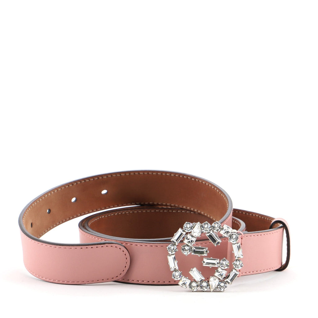 Interlocking G Belt Leather with Crystal Buckle Thin 100