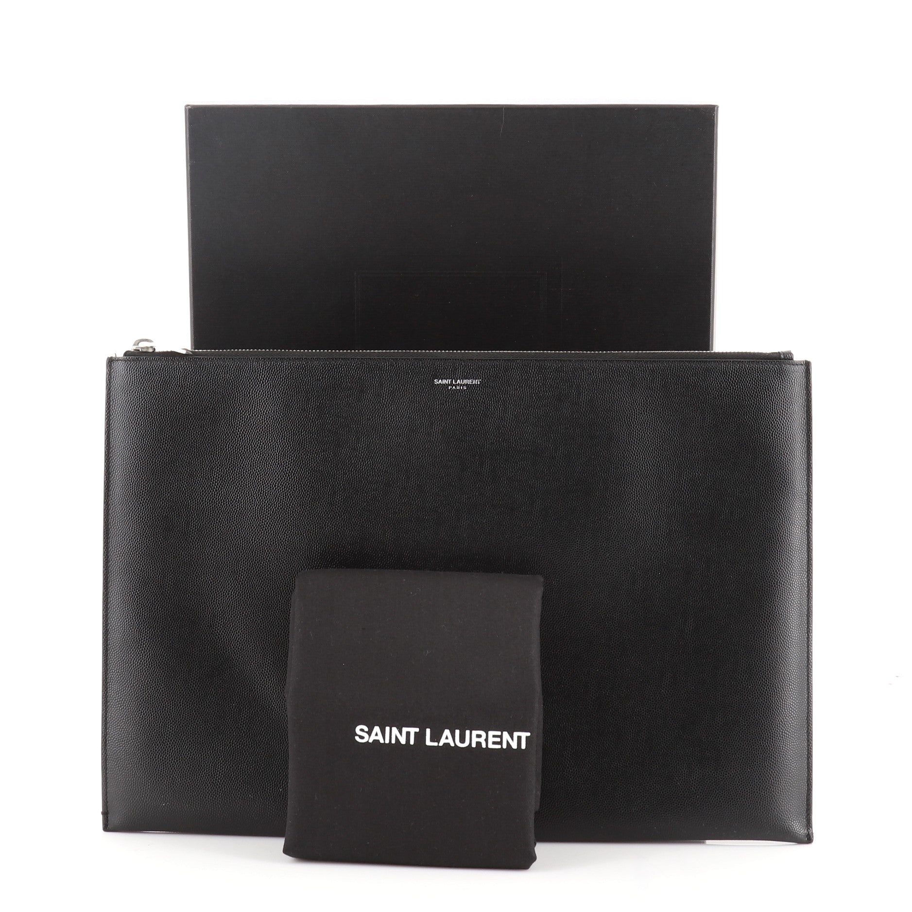 Letters Zip Clutch Leather Large